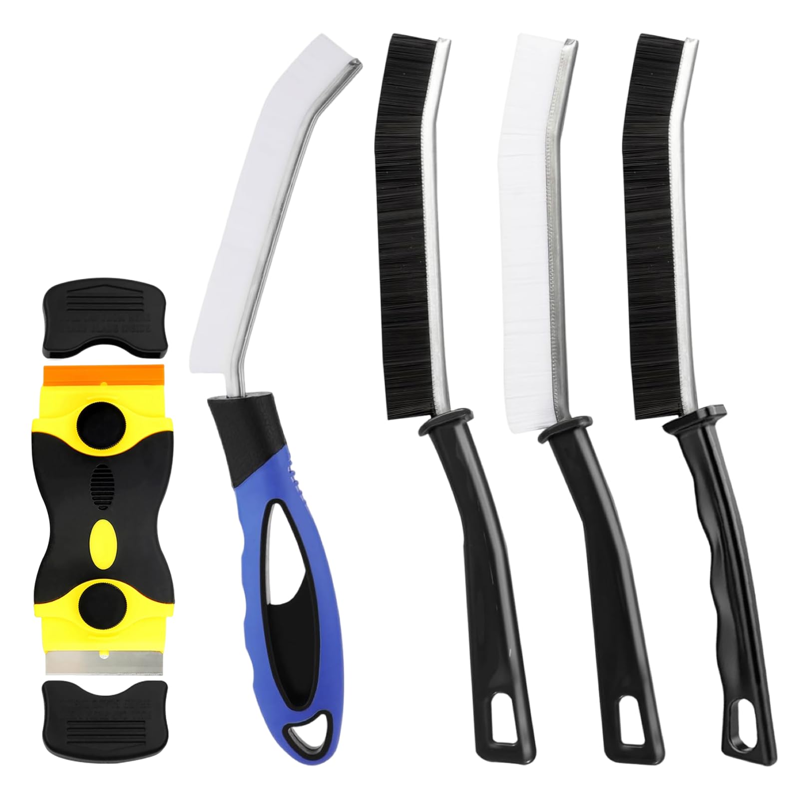 5-in-1 Crevice Cleaning Brush Set with Dual-Edge Scraper - Multifunctional Gap Cleaner Brushes for Kitchen, Bathroom, Window Tracks, and Car Detailing