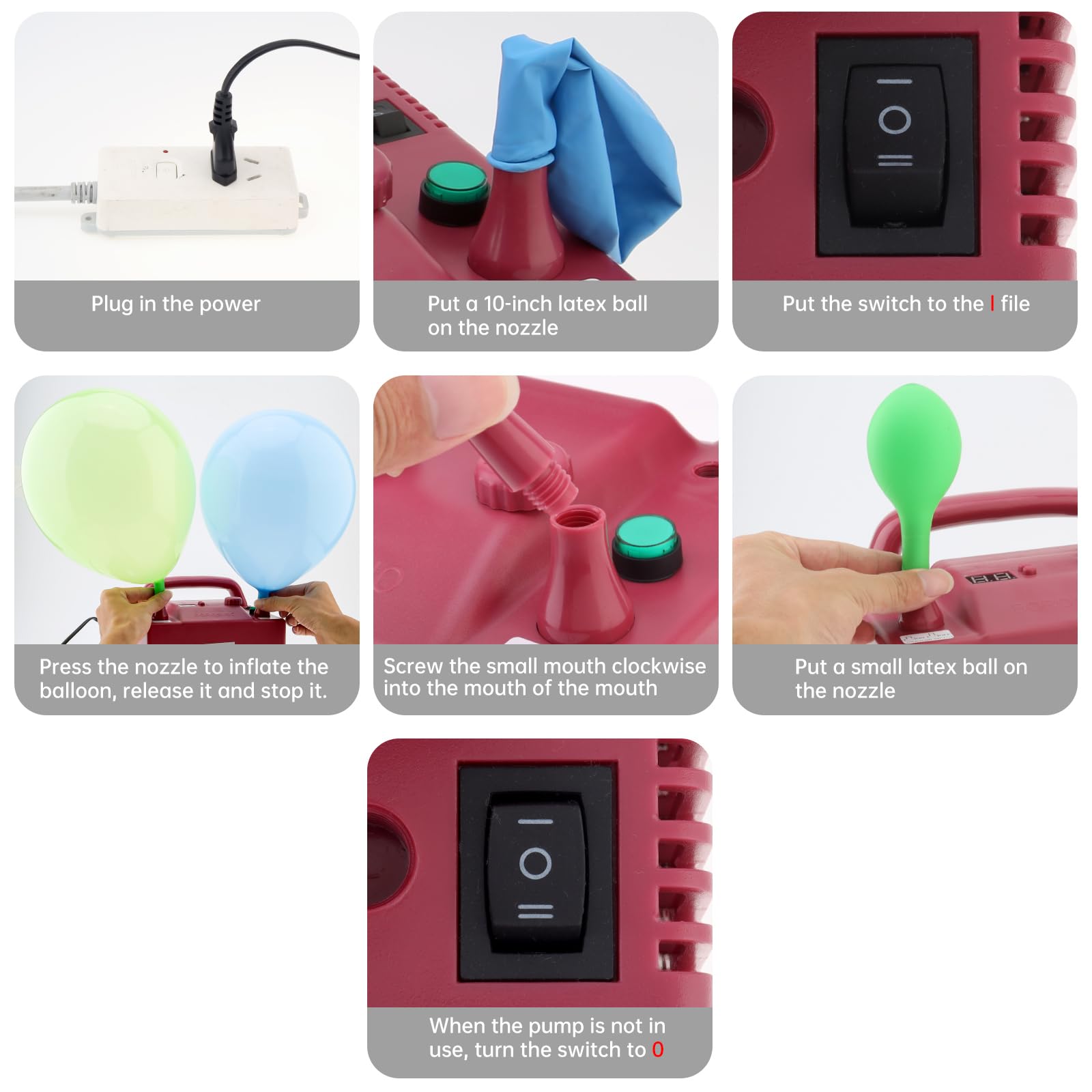 OriGlam Portable Electric Balloon Blower Pump, Dual Nozzle Balloon Air Inflator, 110V 680W with 2 Inflation Nozzles for Decoration