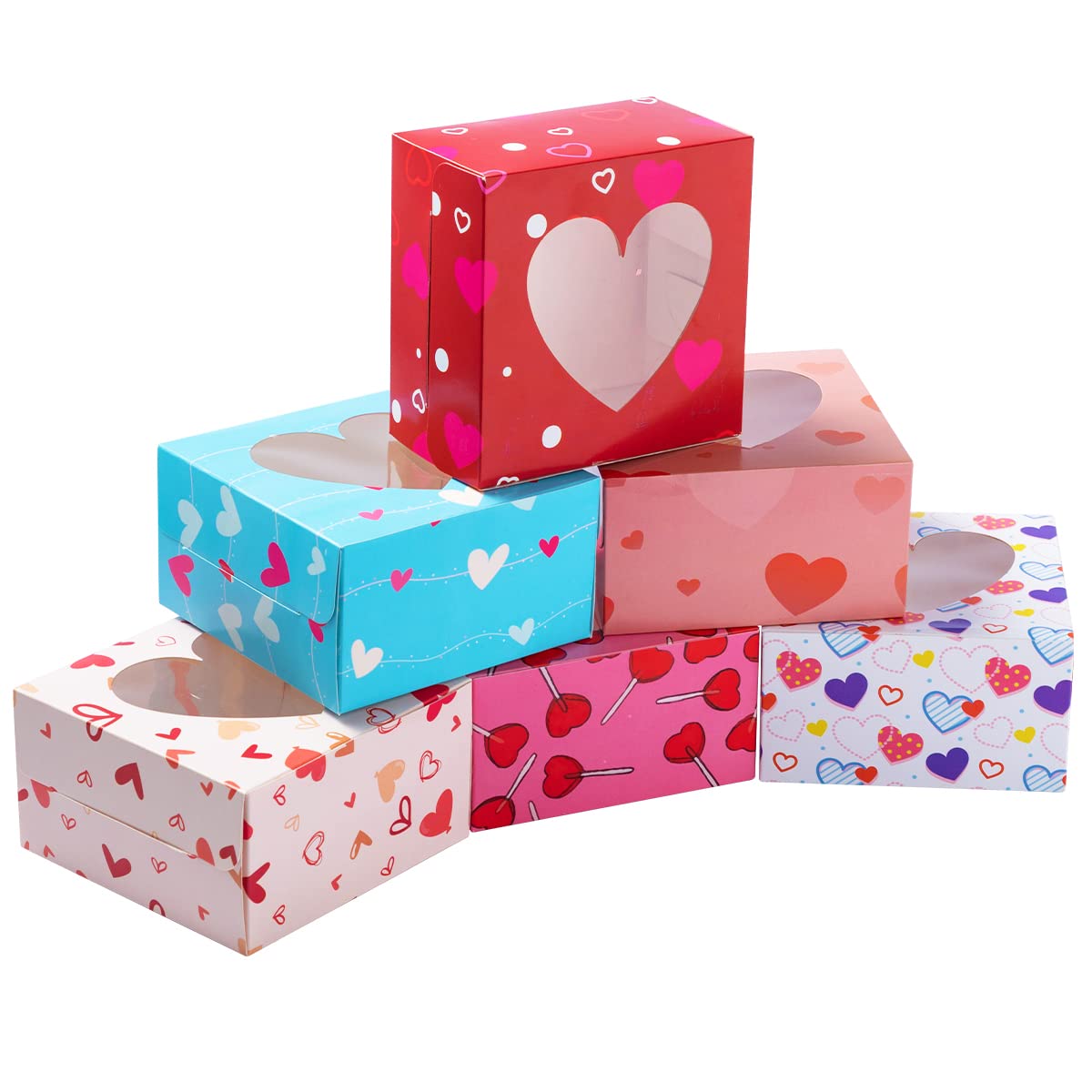 JOYIN 24 Pcs Valentine’s Day Bakery Treat Boxes Valentines Cupcake Boxes Cookie Boxes with Window for Holiday Pastries, Doughnut, Cookie, Cupcakes, Brownies, Truffles Gift Giving