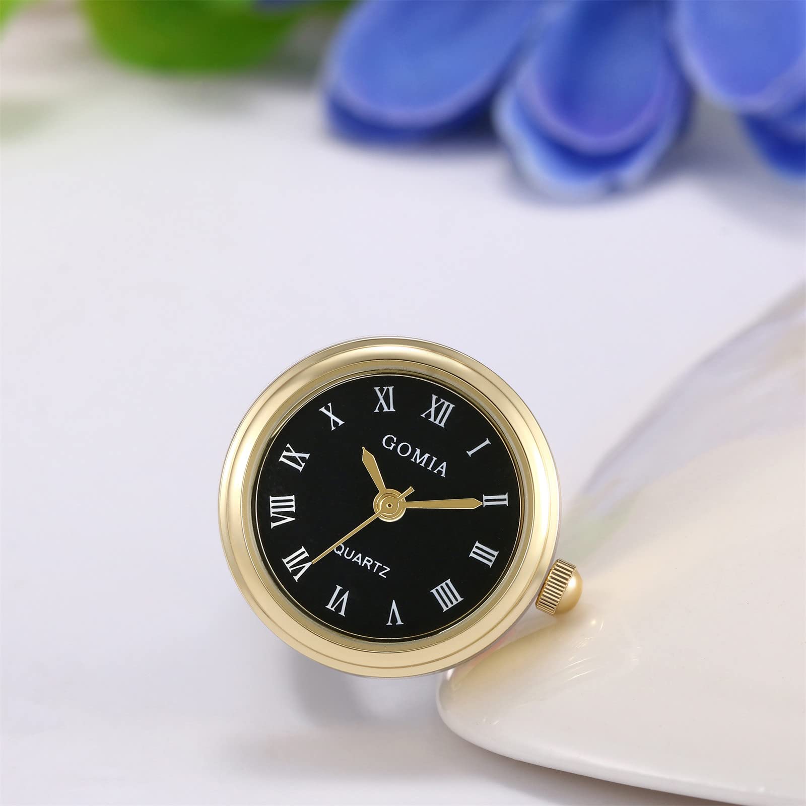 JewelryWe Men Women Finger Watch Novelty Adjustable Ring Watch Round Dial Roman Numeral Quartz Watch Rings, for Mother’s Day