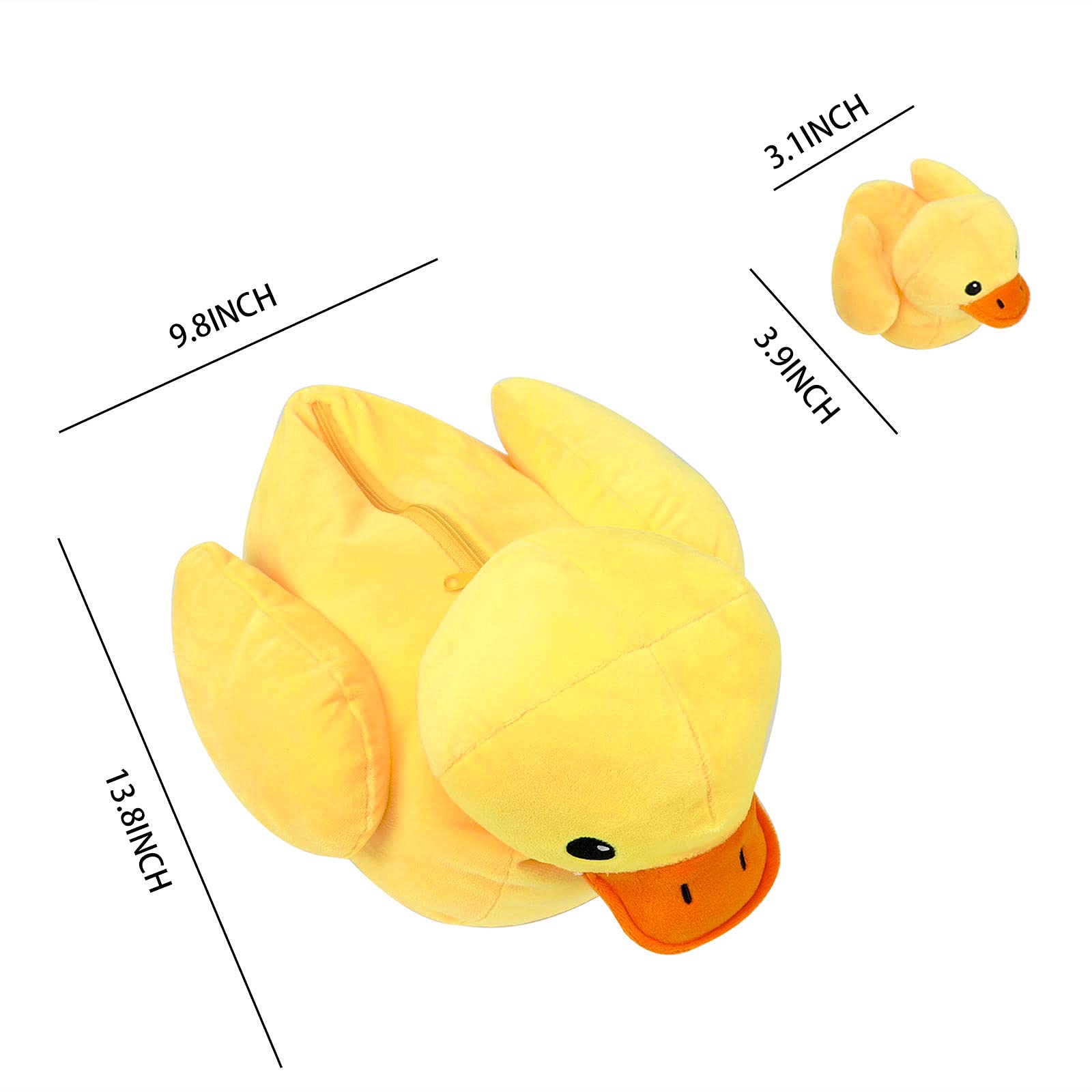 Pegmapri 14" Yellow Duck Stuffed Animal with Babies, Ducky Plush Playset with Zipper Pocket, 5pcs Ducklings Toys Plushie Birthday Gift for Kids Boy Girl
