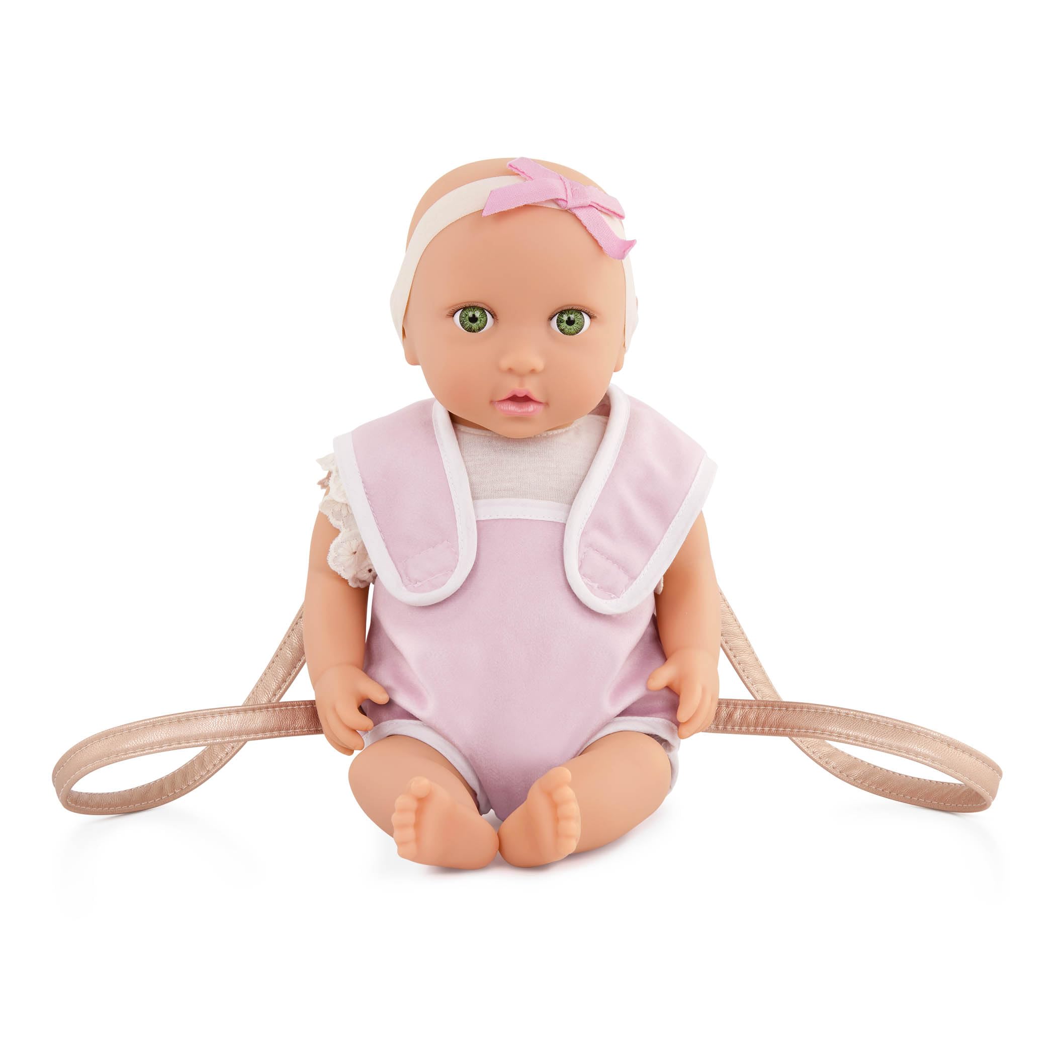 LullaBaby – 14-inch Realistic Baby Doll – Carrier Travel Accessory – Fair Skin Tone & Green Eyes – Pretend Play – Toys For Kids Ages 2 & Up – Baby Doll & Carrier Set