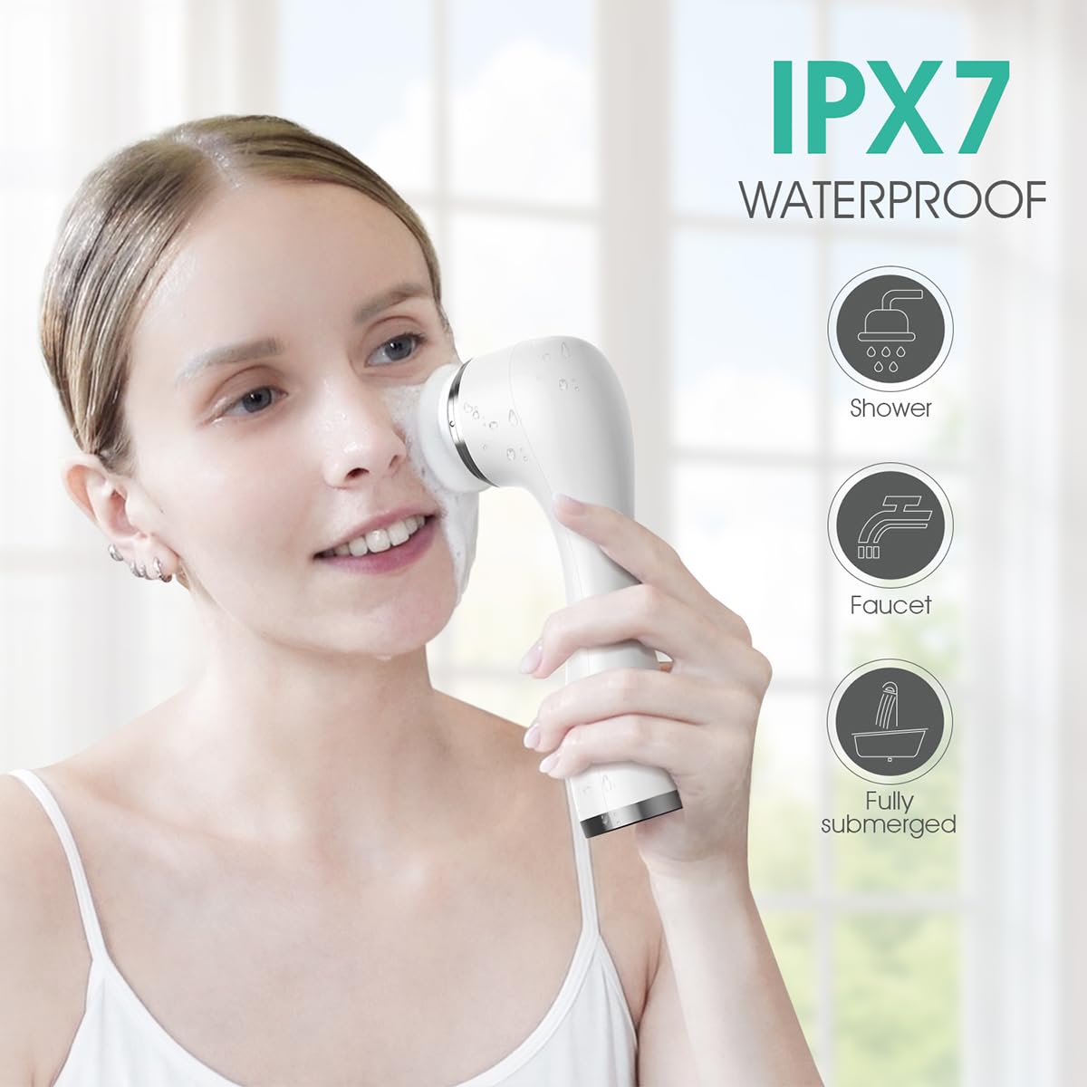 VOYOR Facial Cleansing Brush Electric for Deep Skin Cleansing Face Scrubber Rechargeable for Exfoliating and Removing Blackhead Spin Face Brush for Massaging, Remove Makeup Facial Brush FB101