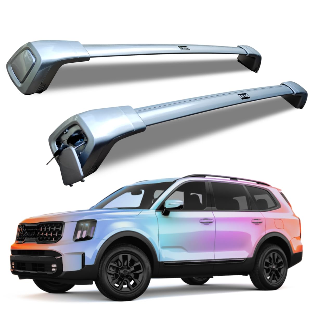 Roof Racks Aluminum Alloy ONLY Structure Cross Bars Rail Fit for Kia Telluride for Hyundai Palisade 2019 2020 2021 2022 2023 2024 Rack Crossbar (Sliver)