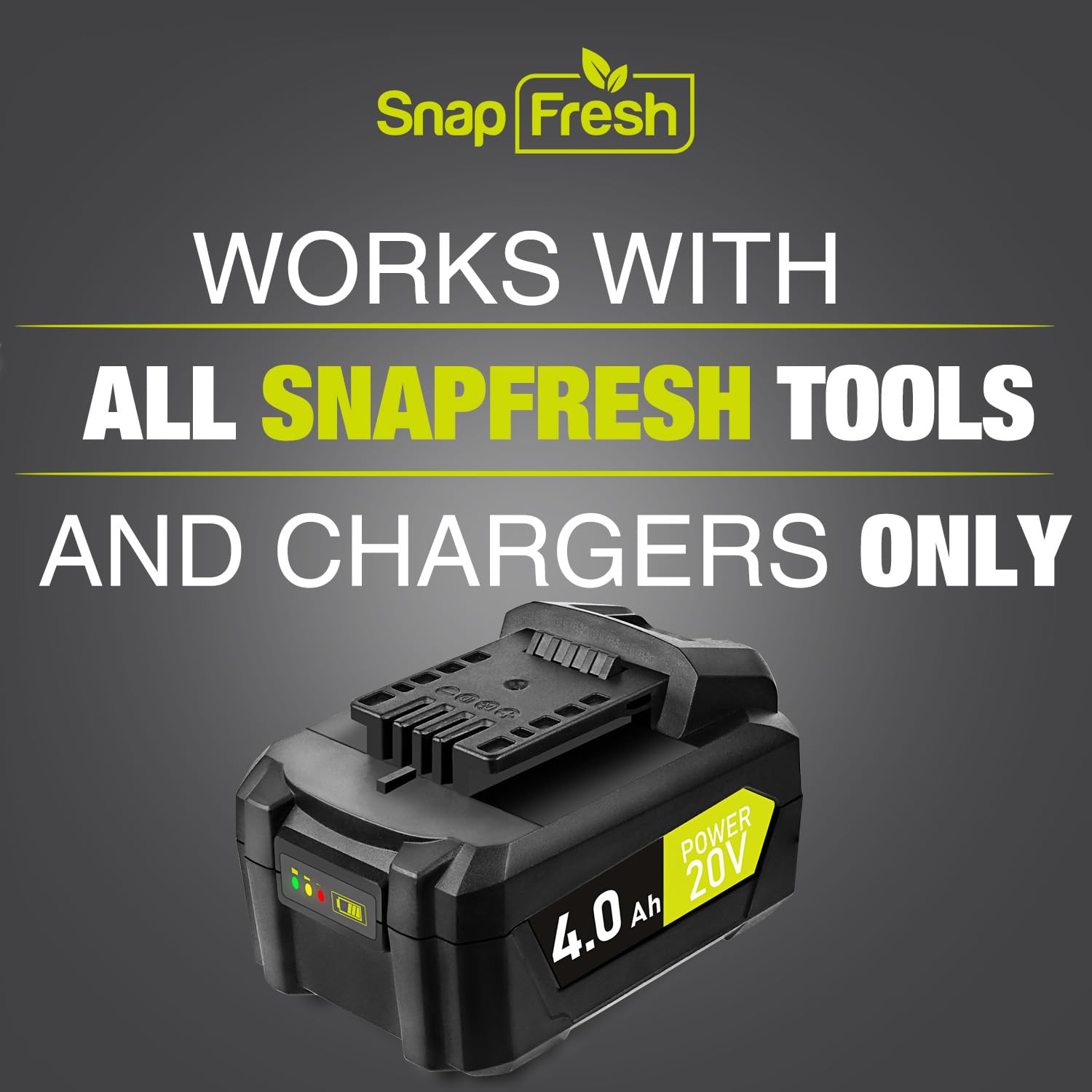 SnapFresh 20V 4.0Ah Li-ion Battery (BBT-DC40A), 2-Pack(Not Compatible with Other Brands), Lithium-Ion Battery Support Fast Charging