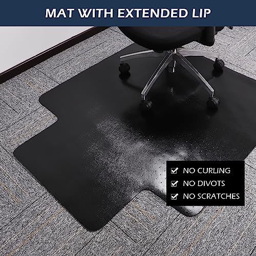 Chair Mat for Carpet, SALLOUS 48"x36" Office Chair Mat for Carpeted Floors, Heavy Duty Chair Mat with Grips, Rolling Computer Desk Floor Mat with Lip (Black)