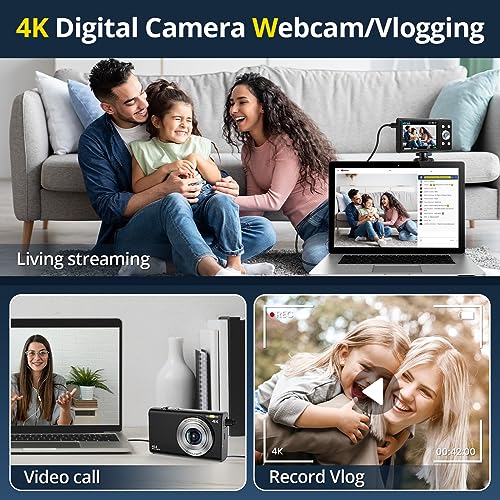 Digital Camera, FHD 4K Autofocus Vlogging Camera 48MP 16X Digital Zoom Digital Camera with 32GB Memory Card YouTube Portable Compact Small Camera for Teens Adult Beginner Kids