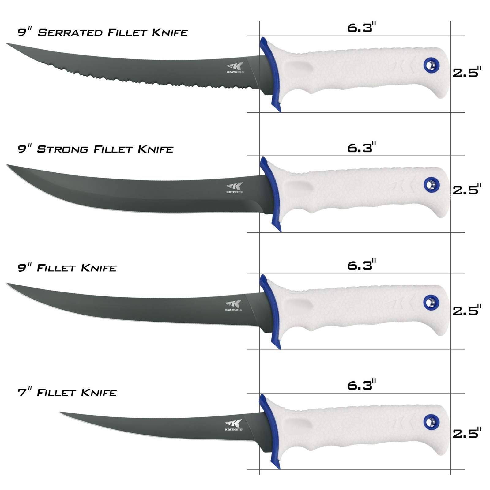 KastKing Spartacus Fillet Knife, Razor Sharp 8Cr14 Stainless-Steel Blade, Boning and Food Prep Knives, Durable/Comfortable Handles, Protective Sheath, Perfect for Fresh or Saltwater