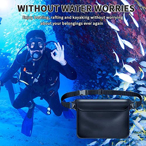 ORIbox 2 Pcs Waterproof Pouch , Zipper Design Perfect for Boating Swimming Snorkeling Kayaking Beach Pool Water Park(Black), D Black Black