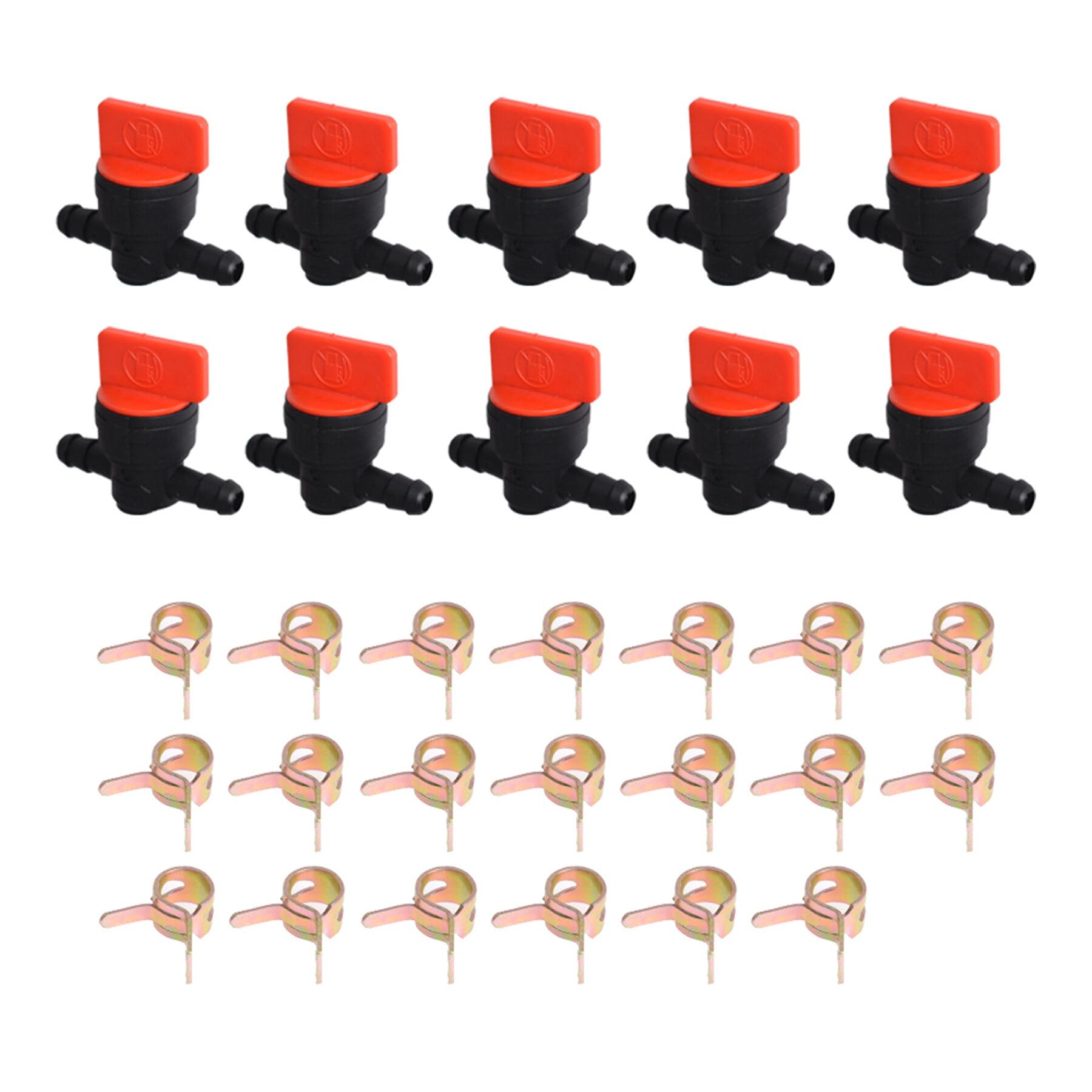 marddpair 10Pcs 1/4 in-Line Straight Fuel Shut-Off/Cut-Off Valves Replacement for Briggs Stratton 494768 493960 1/4 ID Fuel Line 1/2 Hose Clamps