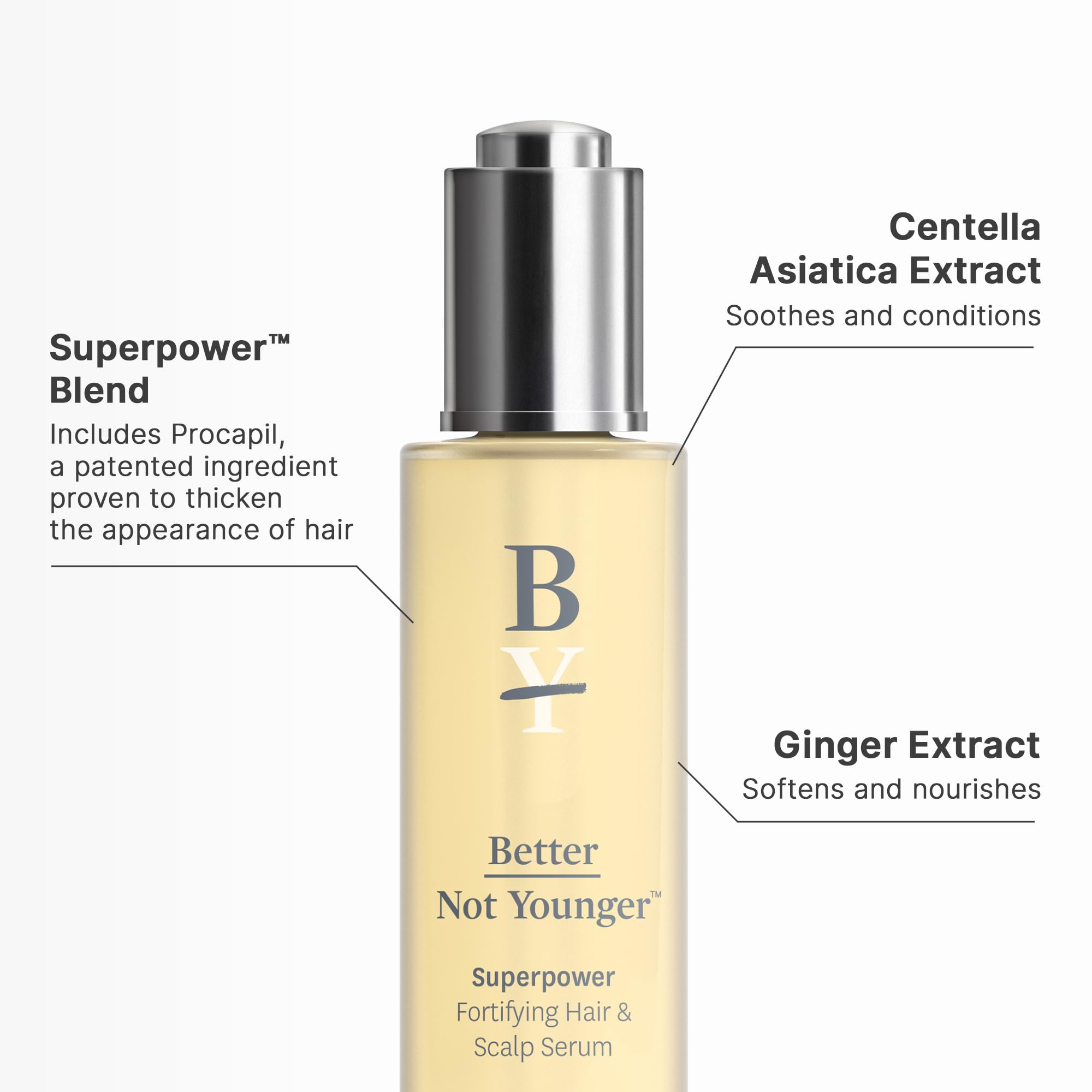 Better Not Younger Superpower Hair & Scalp Duo Set - Fortifying Hair & Scalp Serum 2fl.oz. plus Liquid Comb - Leave-in Hair Serum w/ Scalp Massaging Applicator for Stronger, Thicker, Fuller Hair