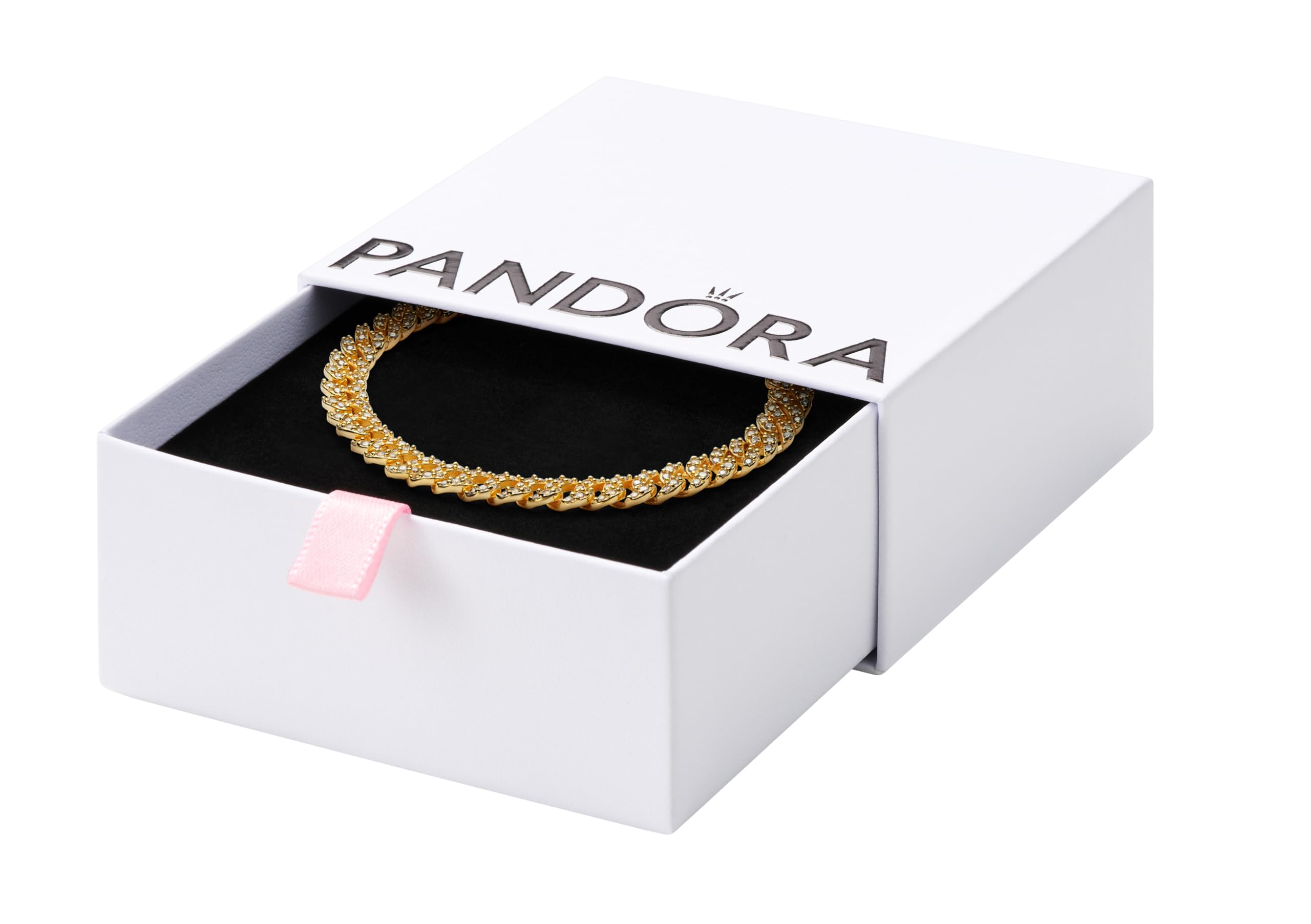 PANDORA-Pavé Cuban Chain Bracelet-Gold plated-18 -With Gift Box