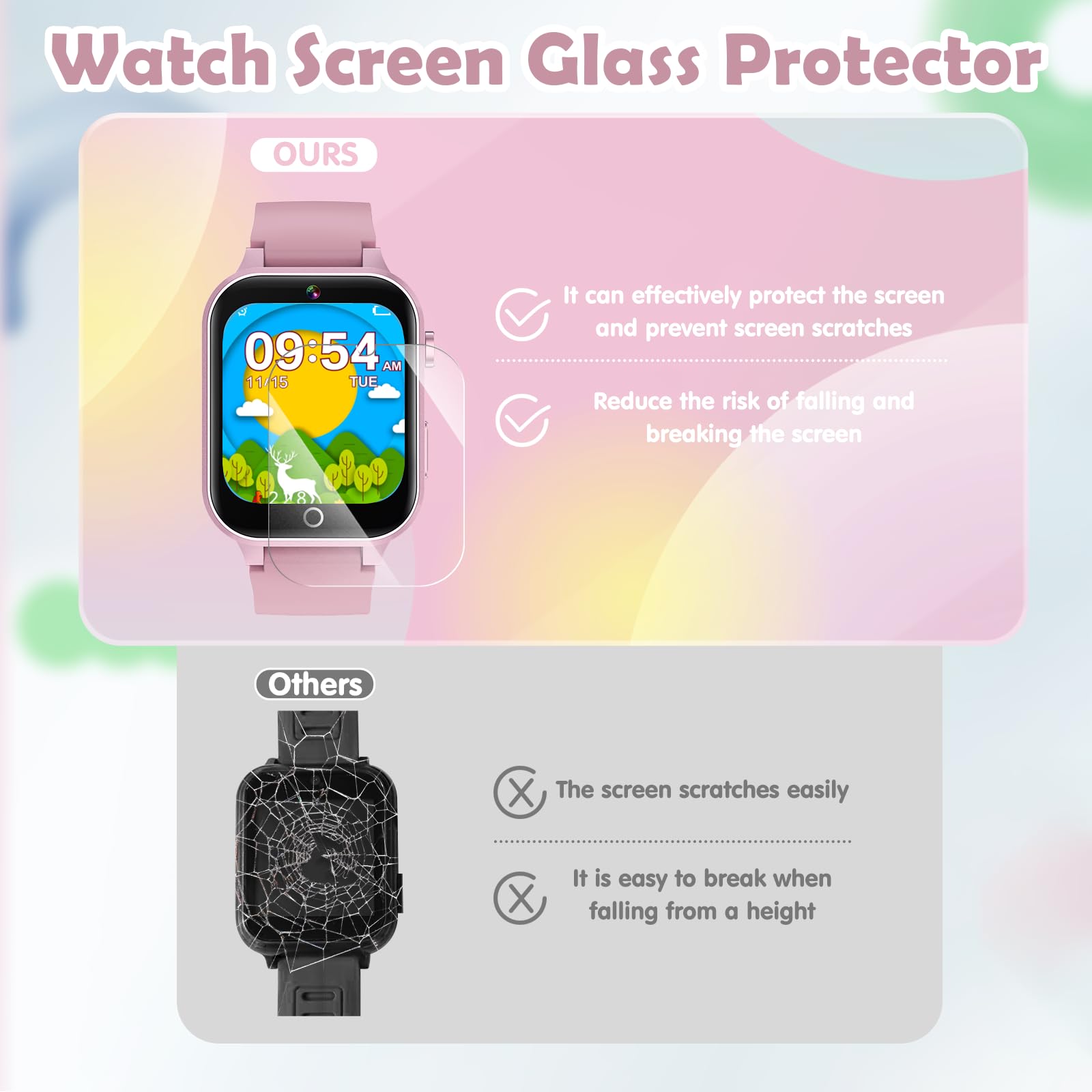 Luyiilo Kids Games Watch, with 26 Puzzle Games, Touch Screen, HD Camera, Alarm Clock, Toys for Ages 4-12 Years Old.Birthday Gift for Boys Girls (Pink)