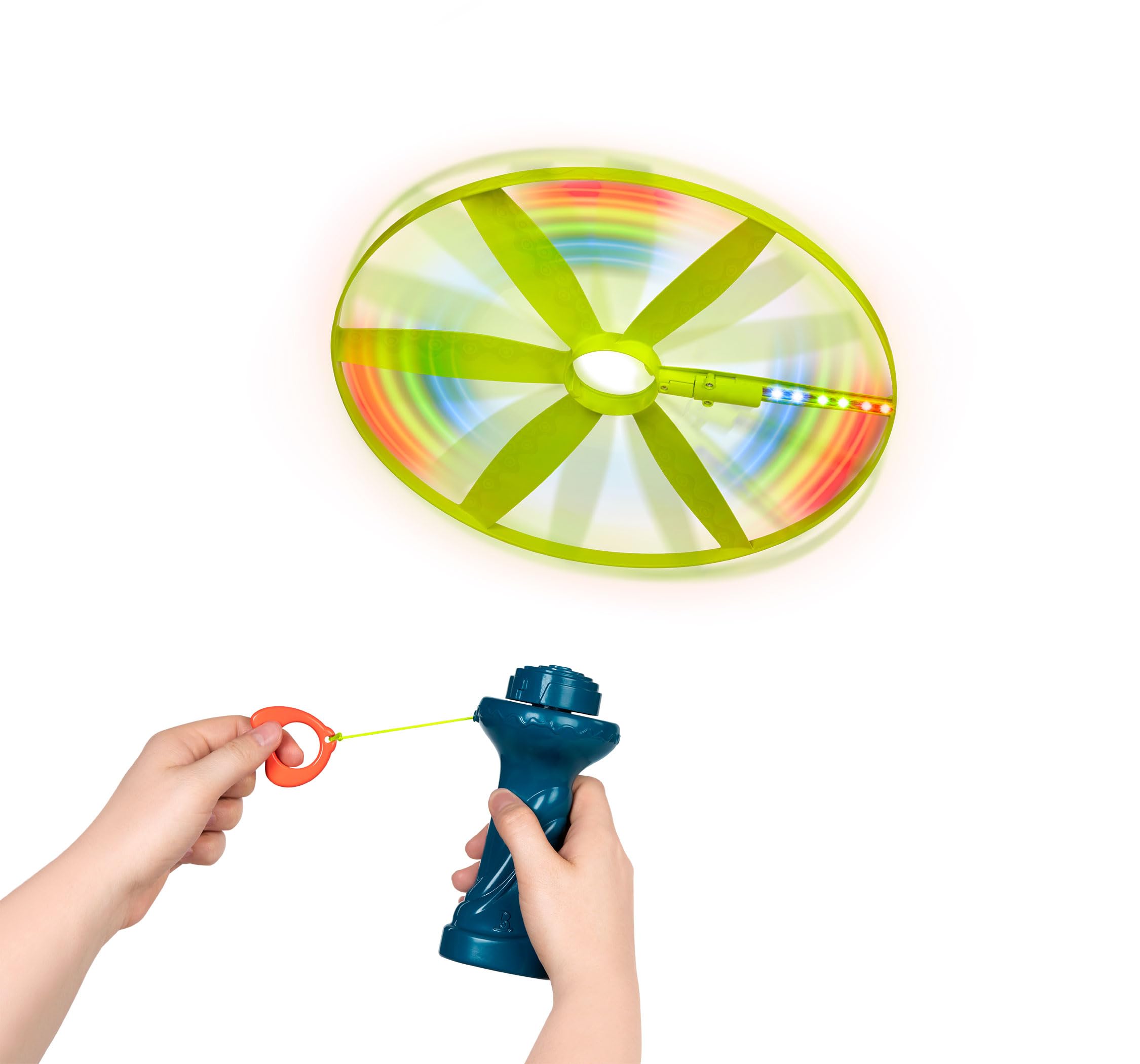 B. toys- Skyrocopter- Sports & Outdoors- Light-Up Disco Flyers– Flying Disc with Lights & Launcher For Kids 5 years +