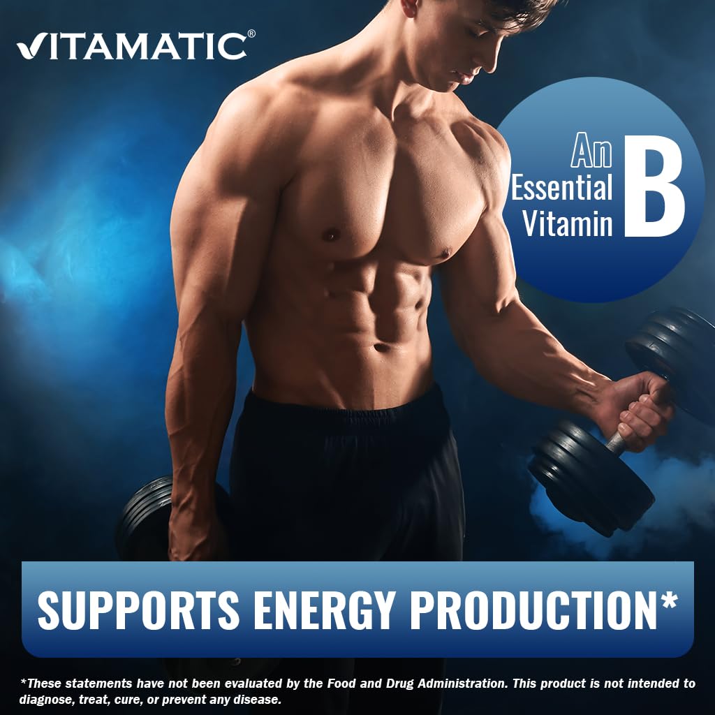 Vitamatic Vitamin B6 (Pyridoxine HCI), 500 mg 120 Vegetarian Tablets - Promotes energy production, boosts metabolism and immune health support