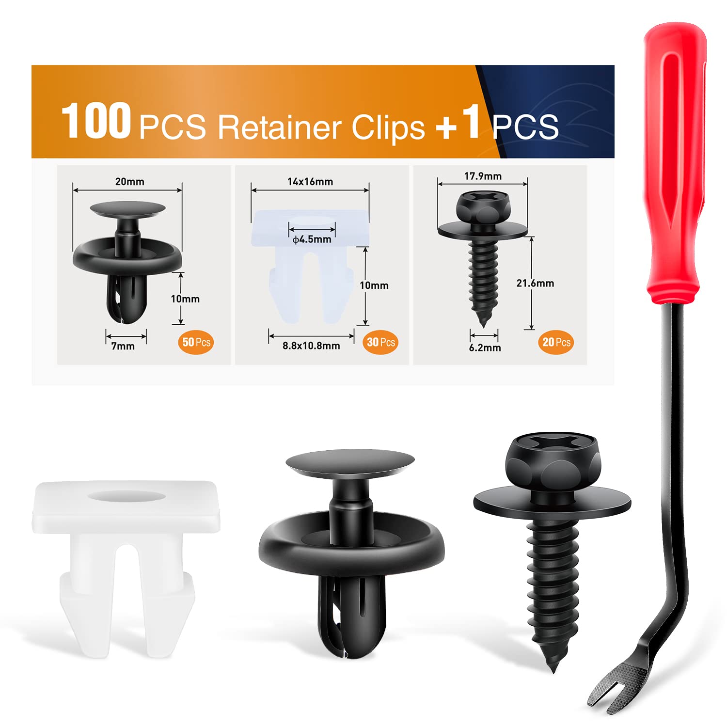 Gooacc 101Pcs Engine Under Cover Push-Type Retainer for Lexus &Toyota Clips 90467-07201 Front Bumper Nut Grommet Avalon & Camry 90189-06193 Liner Screw Bolt 90159-60477 with Fastener Remover