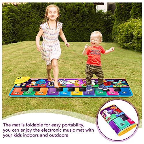 Kids Musical Piano Mats with 25 Music Sounds, Musical Toys Baby Floor Piano Keyboard Mat Carpet Animal Blanket Touch Playmat Early Education Toys for 1 2 3 4 5 6+ Years Old Girls Boys Toddlers