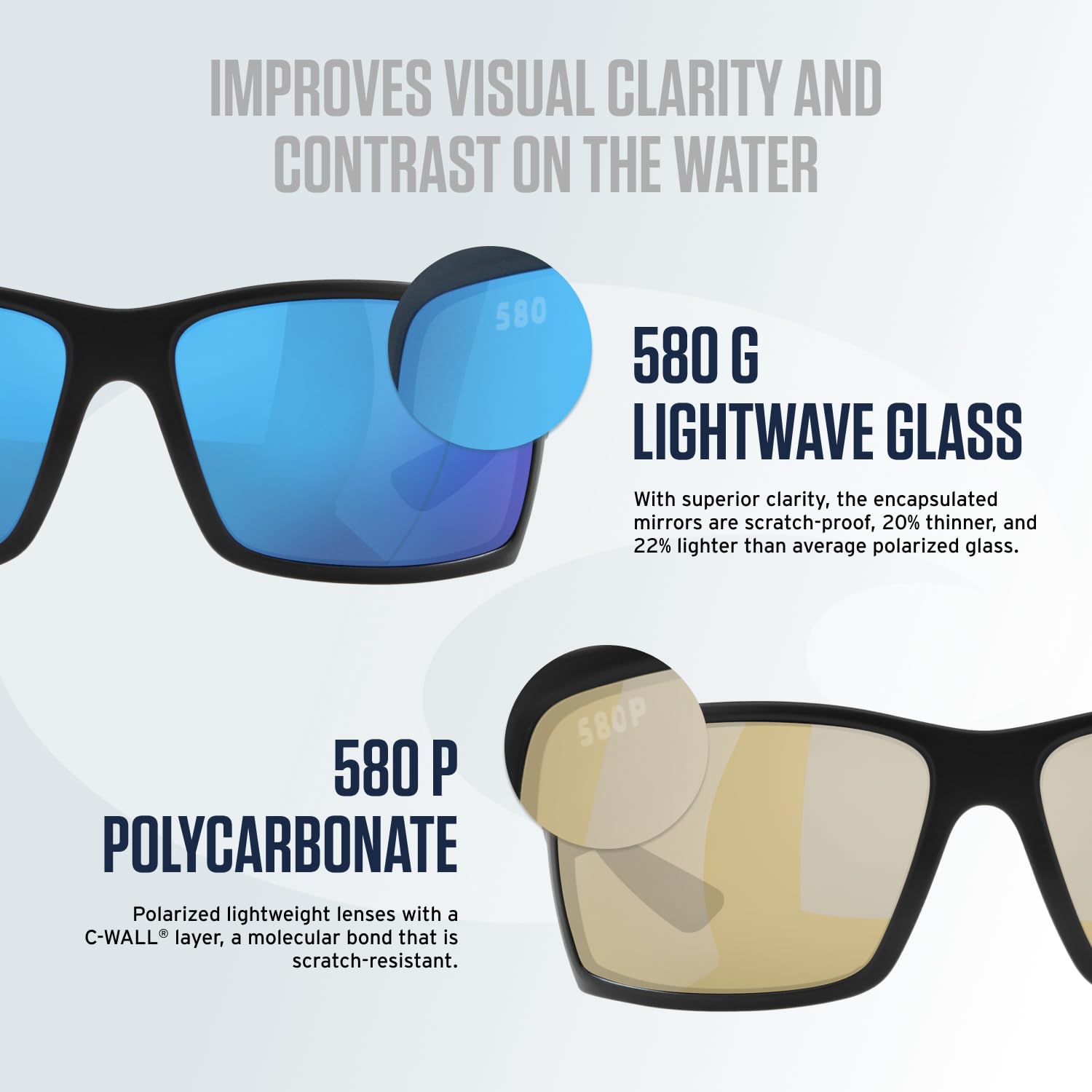 Costa Del Mar Mens Ferg XL Rectangular Sunglasses, Shiny Grey/Blue Mirrored Polarized-580G, 62 mm