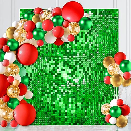 Green Shimmer Wall Backdrop Christmas Sequin Backdrop 3ftx4ft Glitter Backdrop Shimmer Wall Panels for Birthday Wedding Christmas Party Decorations