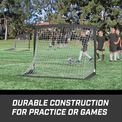 GoSports Team Tone 4 ft x 3 ft Portable Soccer Goals for Kids - Set of 2 Pop Up Nets for Backyard - Black