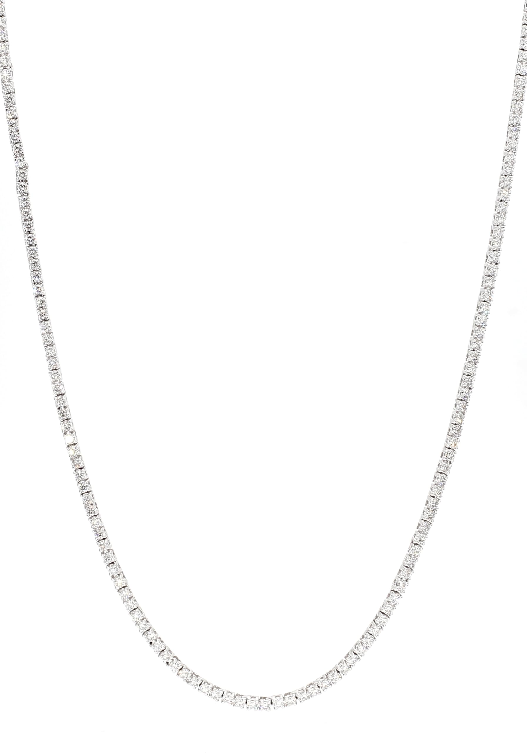 8 Carat Round Cut Lab Grown Diamond Tennis Necklace 18" 14K White Gold - Jewelry Gifts for Womens or Her