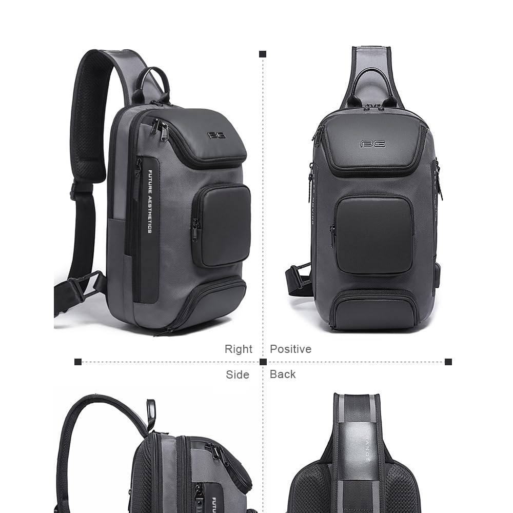 OZUKO Sling Backpack Sling Bag Crossbody Backpack Shoulder Casual Daypack Rucksack for Men (Gray1)