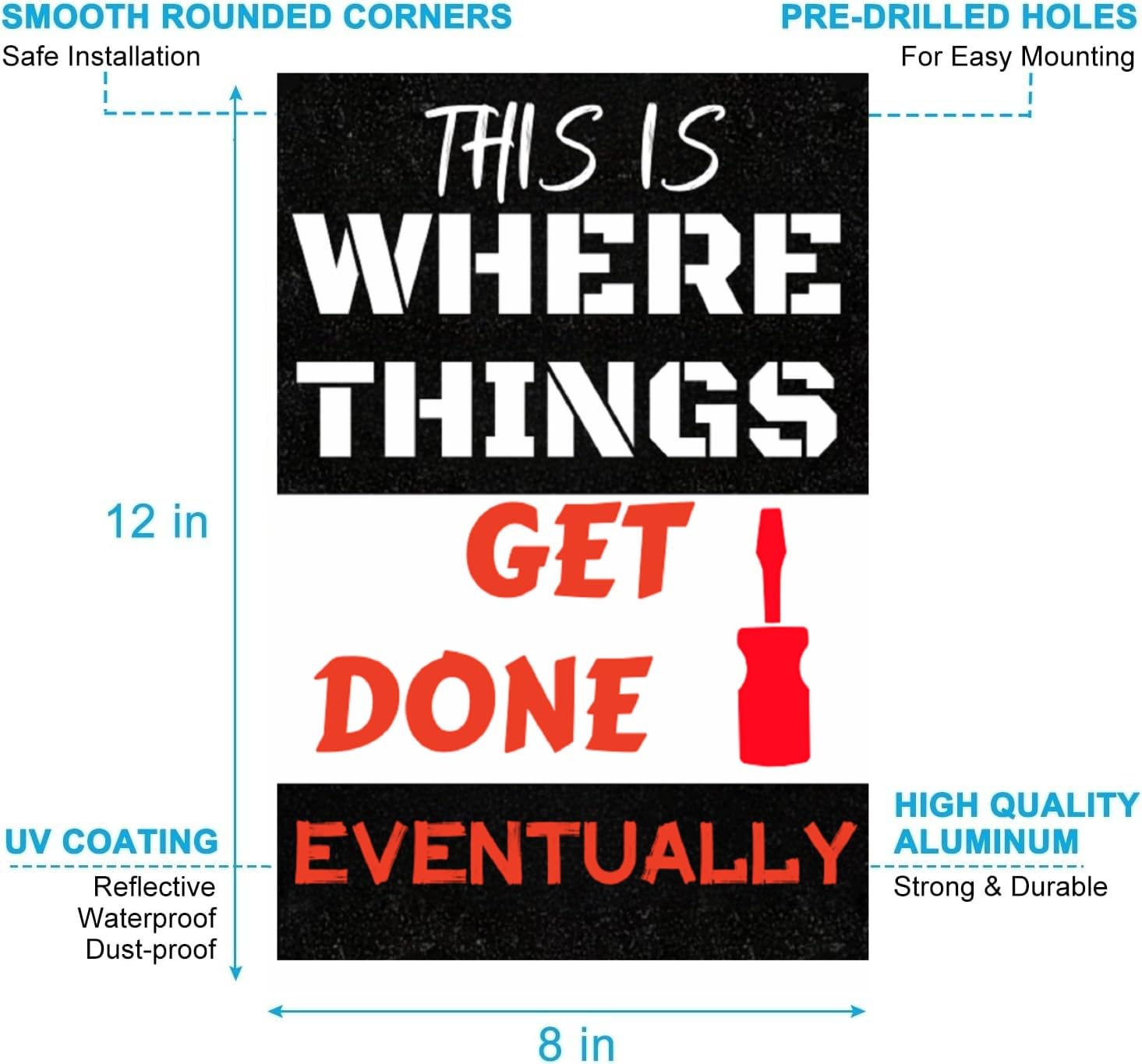 Carastora Metal Garage Sign – Vintage-Style Funny Wall Plaque for Shop, Man Cave or Workspace – Humor Decor for Men, 12x8 Inch Tin Sign