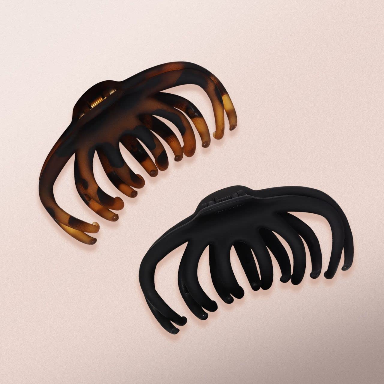 Kitsch Octopus Hair Clips for Women - Large Claw Clips for Thick Hair, Octopus Claw Clip Pack, Large Hair Claw Clips for Thin Hair & Big Hair Clips, Cute Hair Clips for Styling, 2pcs Black & Tortoise