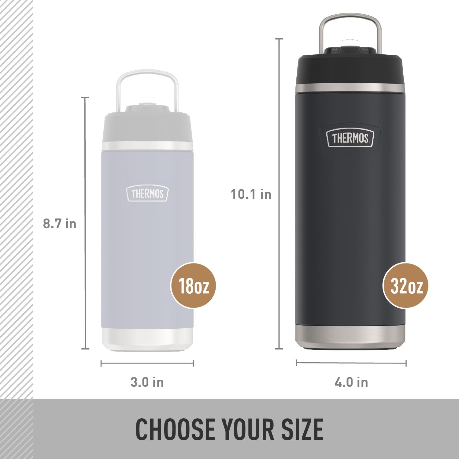 ICON SERIES BY THERMOS Stainless Steel Water Bottle with Straw Lid, 32 Ounce, Granite