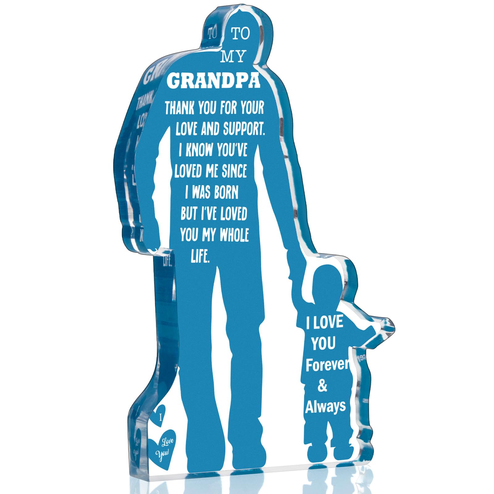 Grandpa Gift from Grandson Christmas Gifts for Granddad, Grandfather Birthday Gifts Idea from Grandson Best Grandpa Ever Gifts to My Grandpa Father's Day Gifts Acrylic Plaque Sign 5.1x3.2in