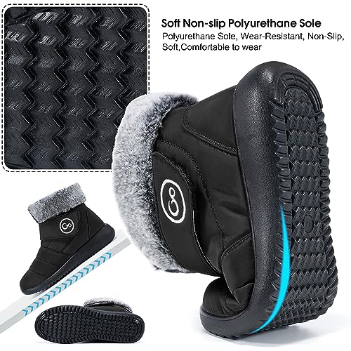 Women Snow Boots Winter Shoes with Fur Lined Warm Slip On Boots for Women Waterproof Booties Comfortable Outdoor Anti Slip