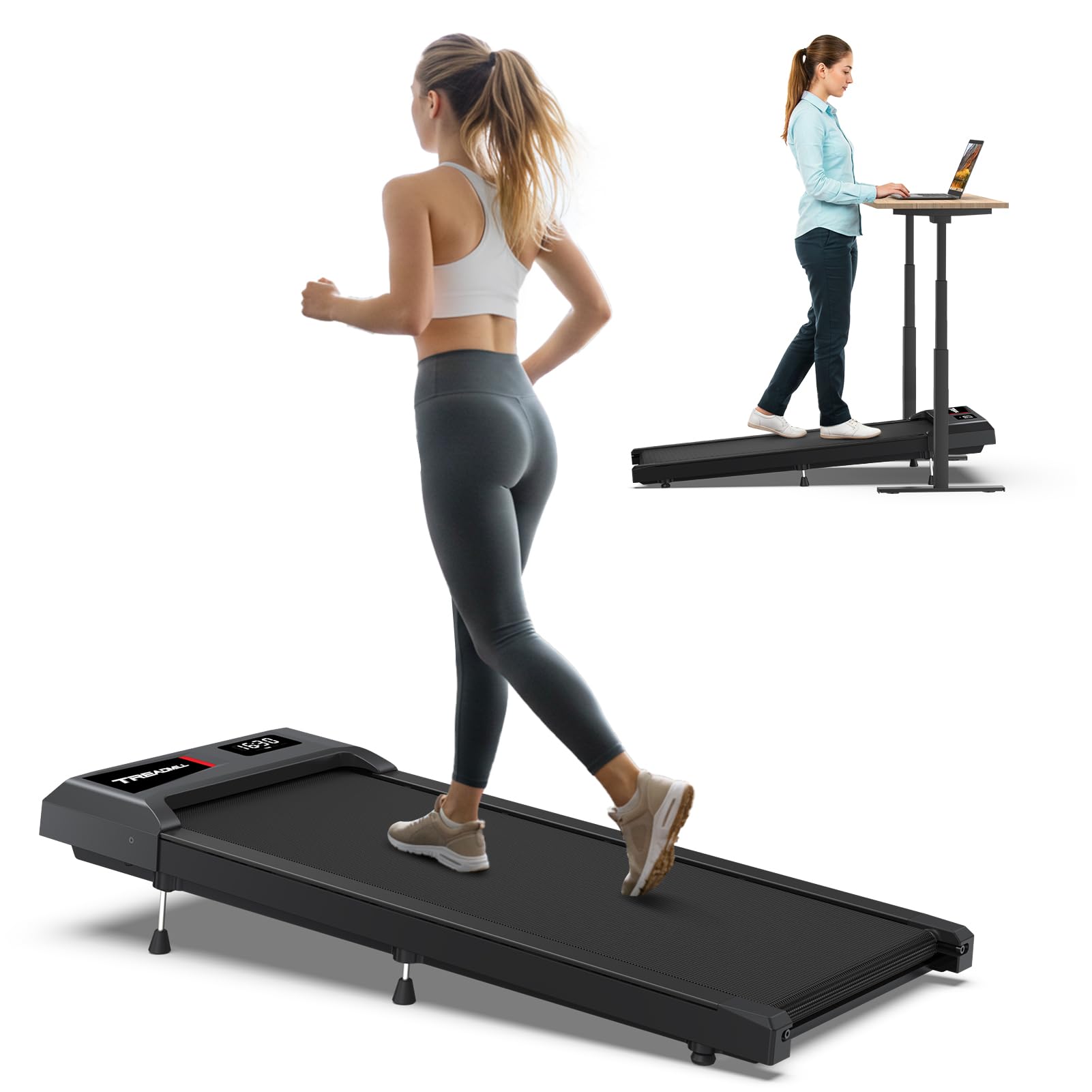 WELLFIT Incline Walking Pad Treadmill - Under Desk Treadmills with 3% 6% 10% Incline, 29lbs Lightweight 265lbs Capacity Smart Portable Treadmill for Home Small, Works with KINOMAP Apple Health
