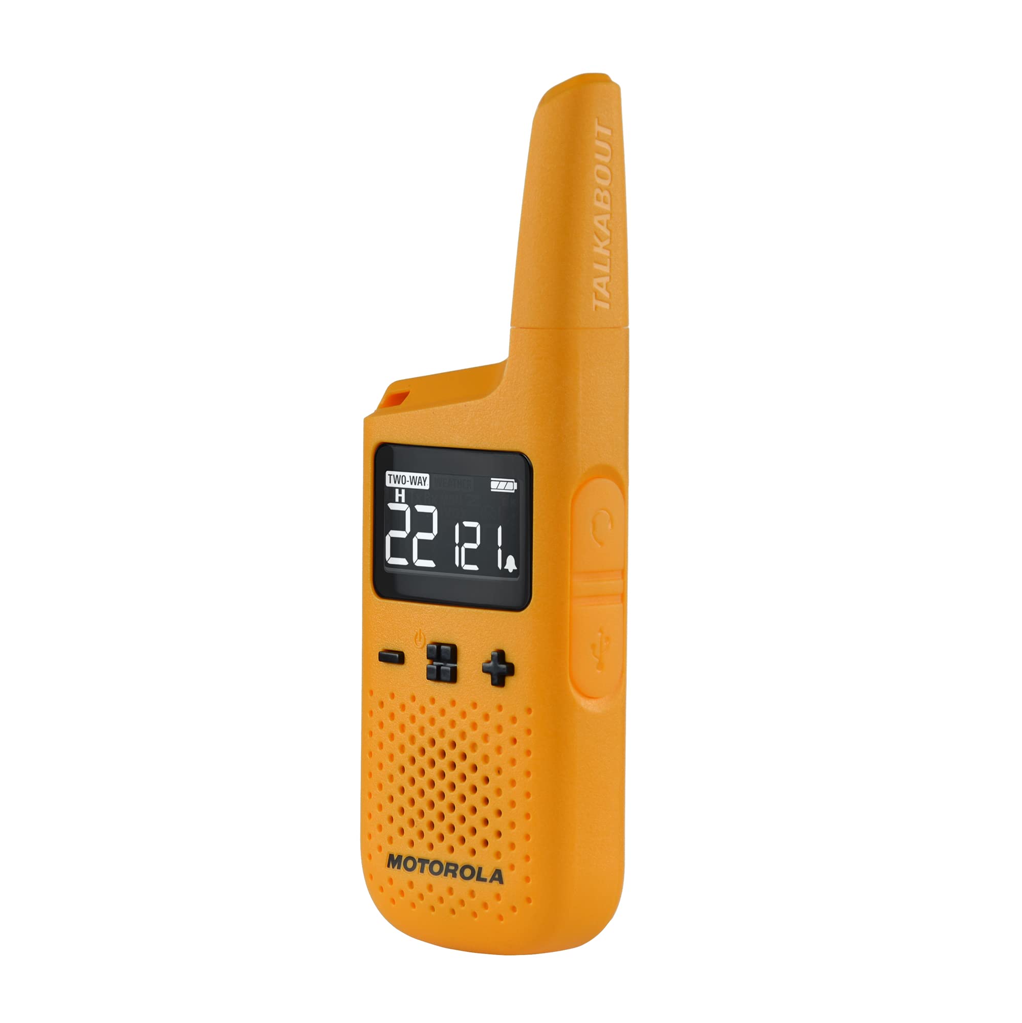 Motorola Solutions, Portable FRS, T380, Talkabout, Two-Way Radios, Rechargeable, W/ Charging Dock, 22 Channel, 25 Mile, Yellow, 2 Pack