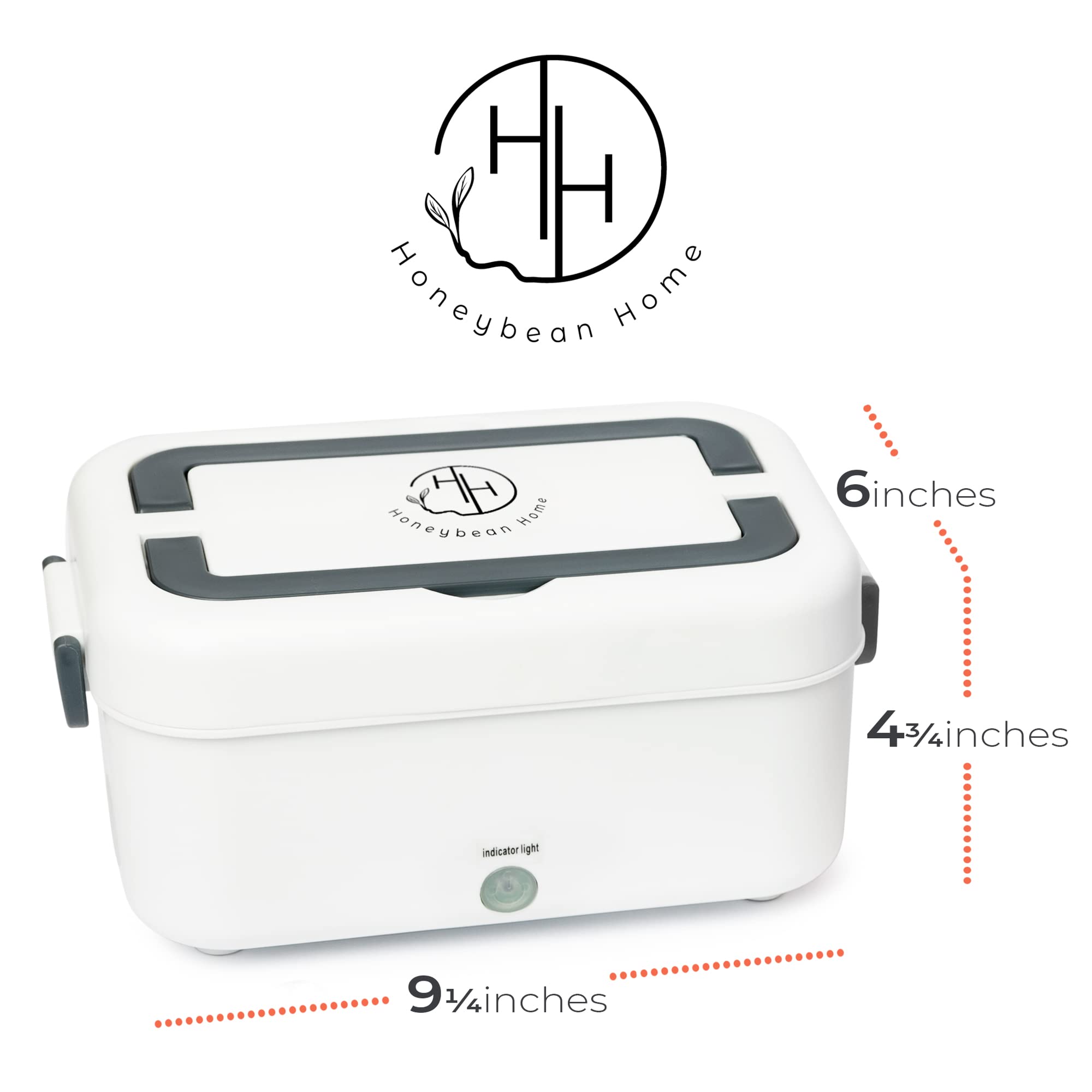 HONEYBEAN HOME Battery Powered Lunch Box for Work With 35 Minutes of Heating Capability – Comes With a Reusable Fork & Spoon