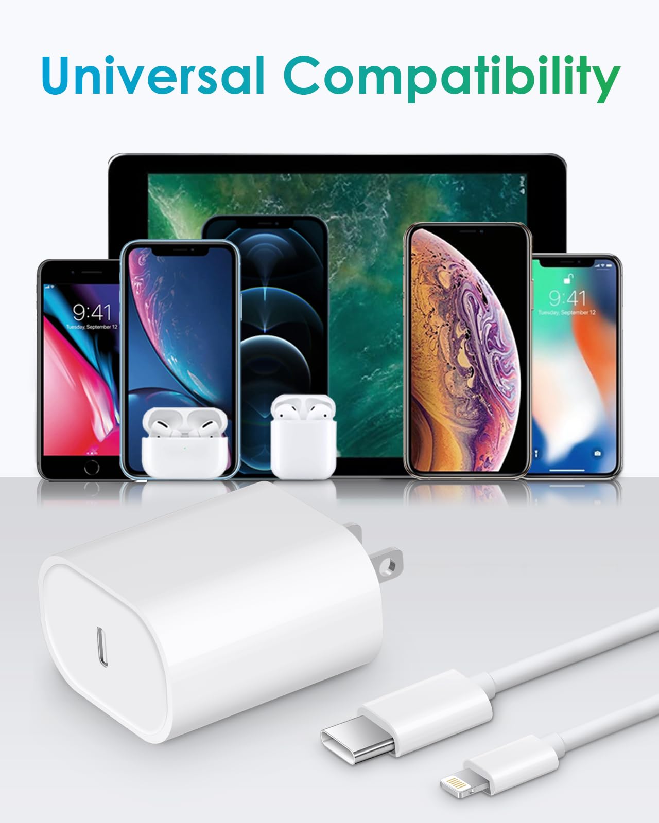 Fast Charger i Phone, 20W USB C Wall Charger Block with 6Ft Charging Cable Compatible with IP 14/14 Pro/14 Plus/14 Pro Max/13/13 Mini/13 Pro/13 Pro Max/12/11/X/ & More