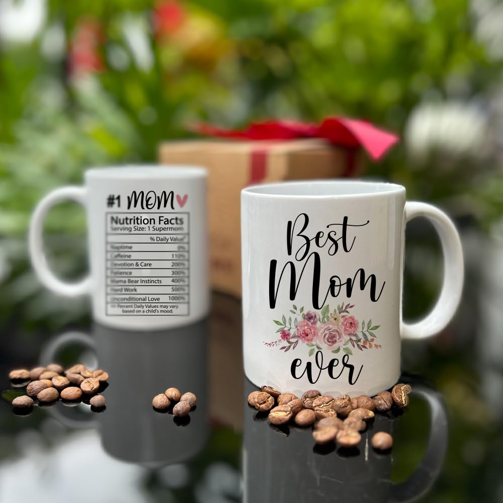 CATABUBU Birthday Gift for Mom, Best Mom Ever Mug 11oz, Fun Mom Nutritional Facts Mug Gift, Funny Unique Gift Idea for Mom from Son Daughter Kids, Appreciation Gifts for Mother, Christmas Gift For Mom