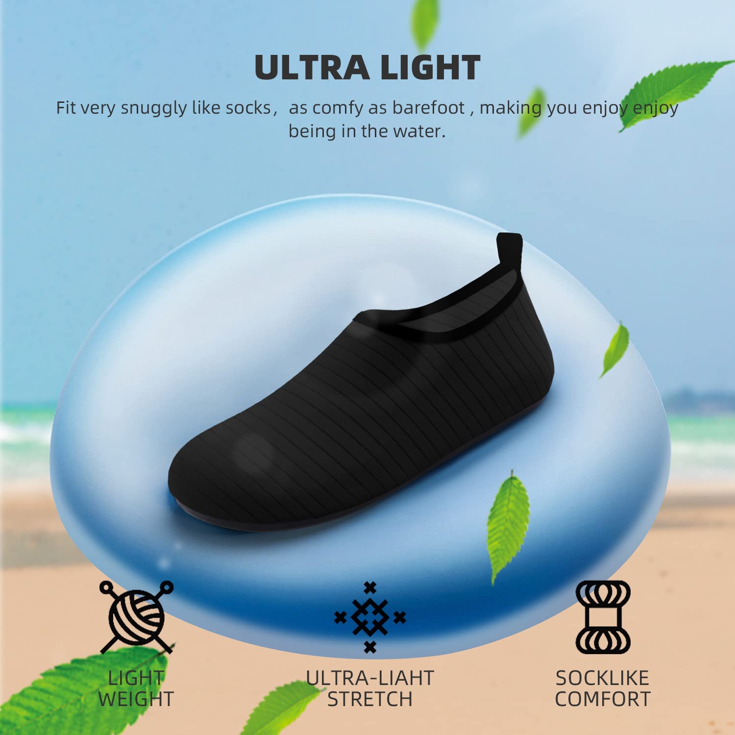 Water Shoes for Women Men Quick-Dry Aqua Socks Swim Beach Barefoot Yoga Exercise Wear Sport Accessories Pool Camping Adult Youth Size 7-8 Women/6-7 Men