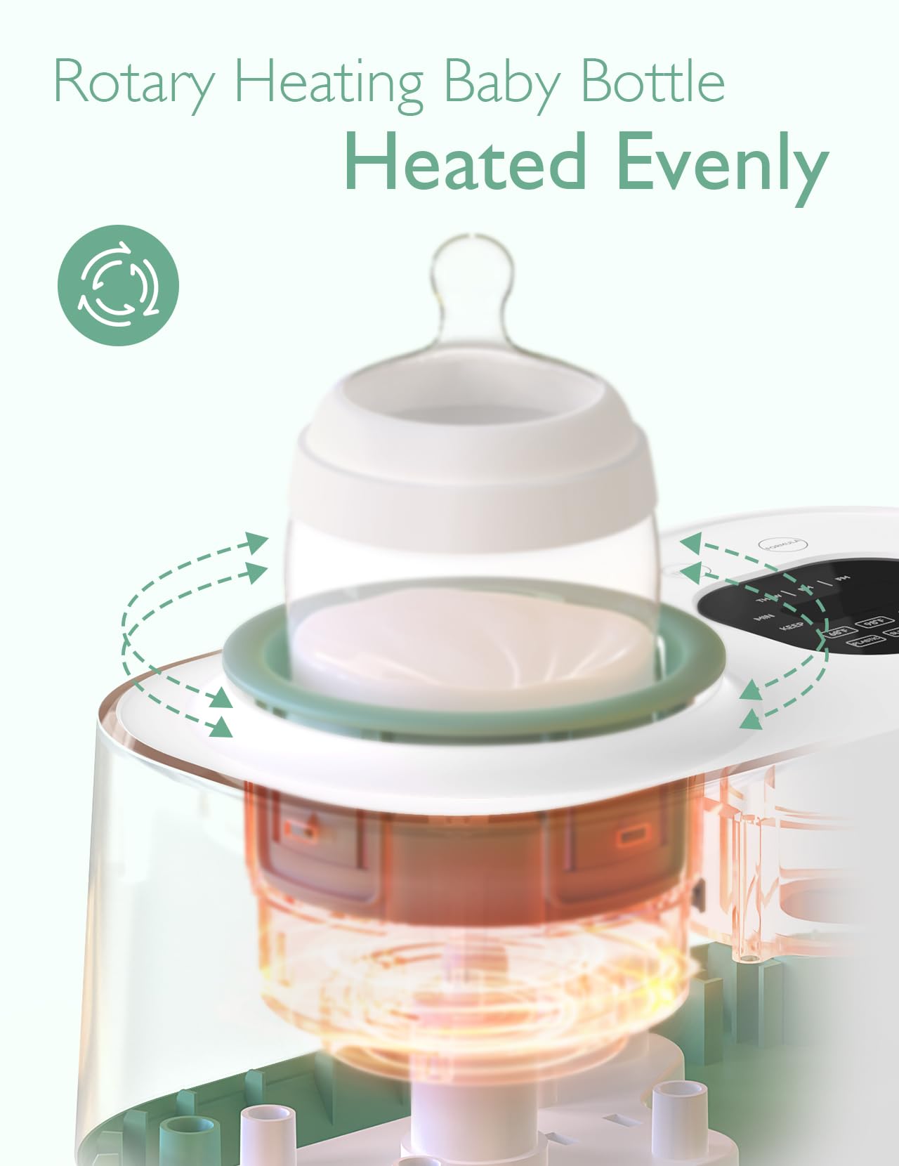 Momcozy Waterless Bottle Warmer with Shake Function - Safer for Baby, Wash Free, 4 Temp Settings, Surrounding Hot Air Heating Breastmilk Evenly to Ideal Temp - Baby Bottle Warmer for Safe Heating