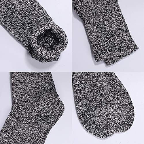 Double Couple 5 Pairs Women Socks Winter Warm Knit Wool Vintage Casual Cozy Crew Comfy Boot Socks Assorted Color (Multicolor-Dark)