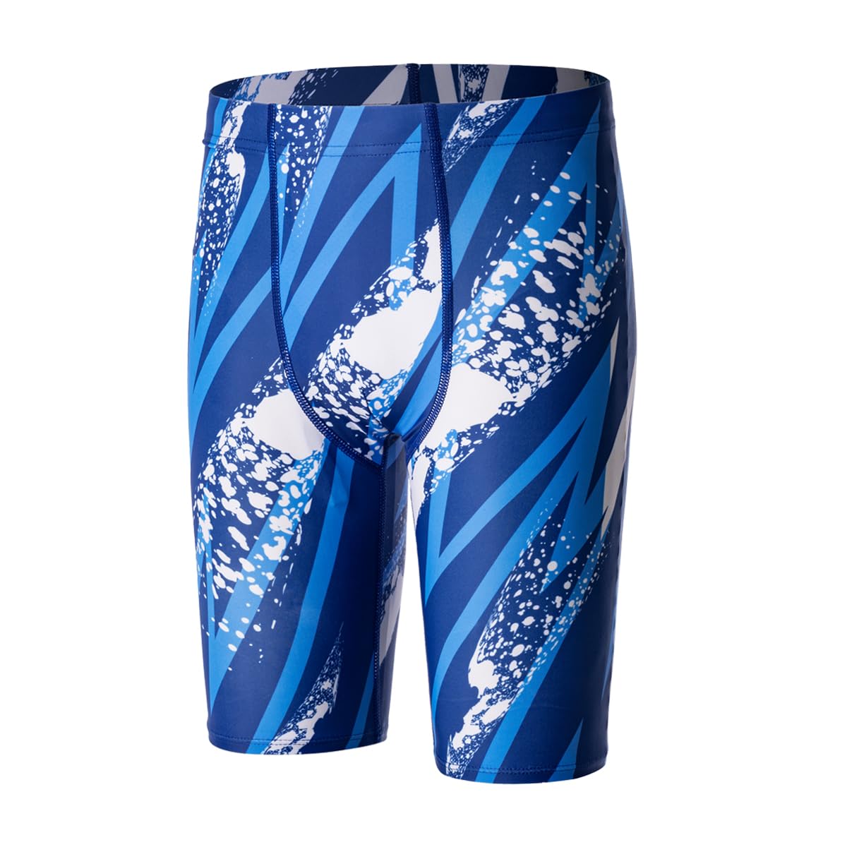 DEVOROPA Boys' Swim Jammers Youth Competitive Swim Team Suit Quick Dry Athletic Swimming Shorts UPF 50+ Abstract E M