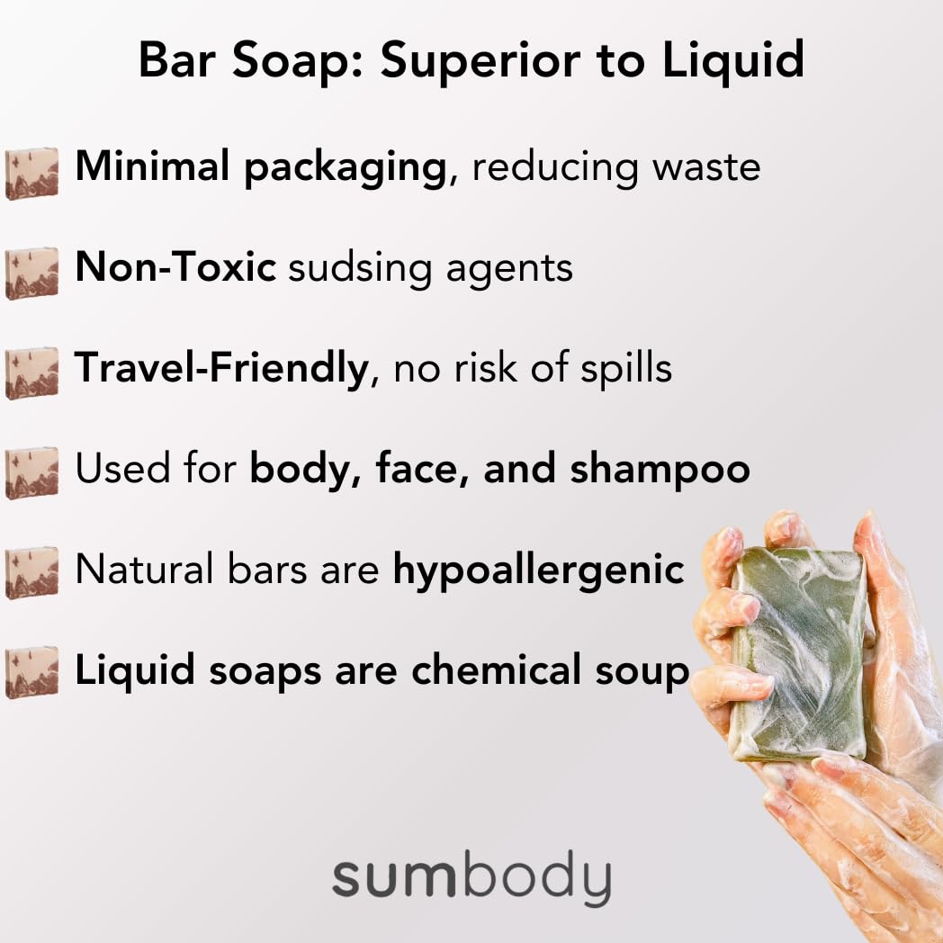 Sumbody Heavenly Hydration Handmade Bar Soaps for Face and Body, Moisturizing for Dry Skin Relief, Premium Essential Oils, Luxurious Lather, Gift Set, 6 Pack