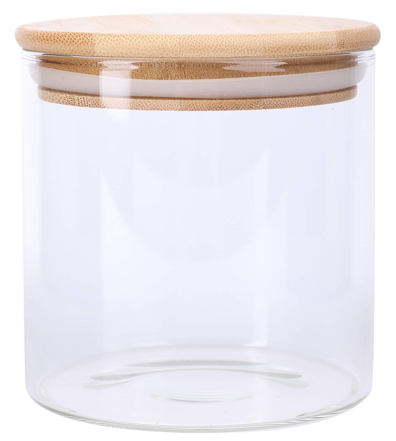 Lawei 4 Pack Glass Storage Jars with Airtight Bamboo Lids, 18.6 OZ Clear Glass Kitchen Canisters Food Storage Container for Dry Goods, Serving Tea, Coffee, Spice, Candy, Cookie