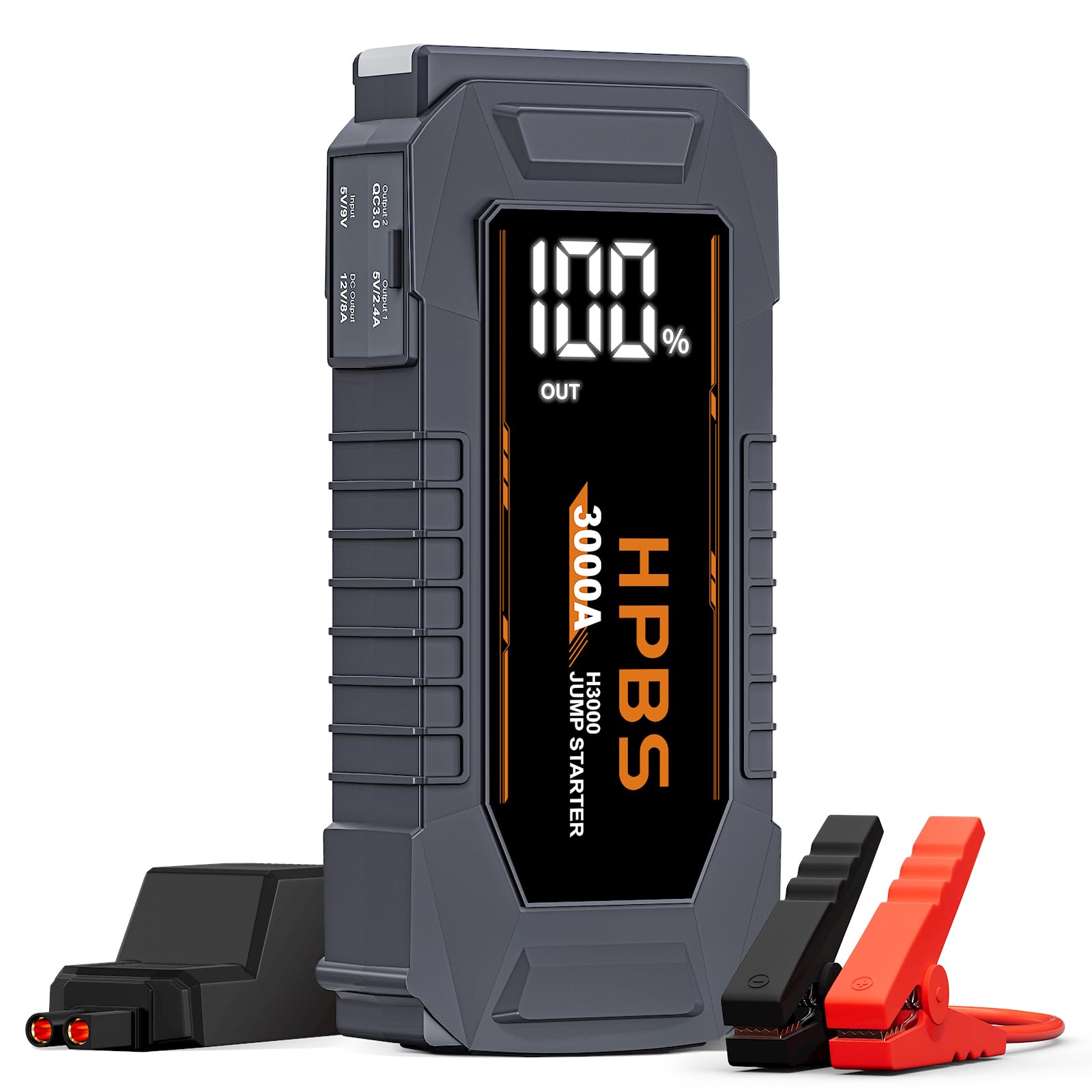 HPBS Jump Starter - 3000A Car Battery Jump Starter for Up to 10L Gas and 8L Diesel Engines, 12V Portable Battery Jump Starter Box with 3.0" LCD Display