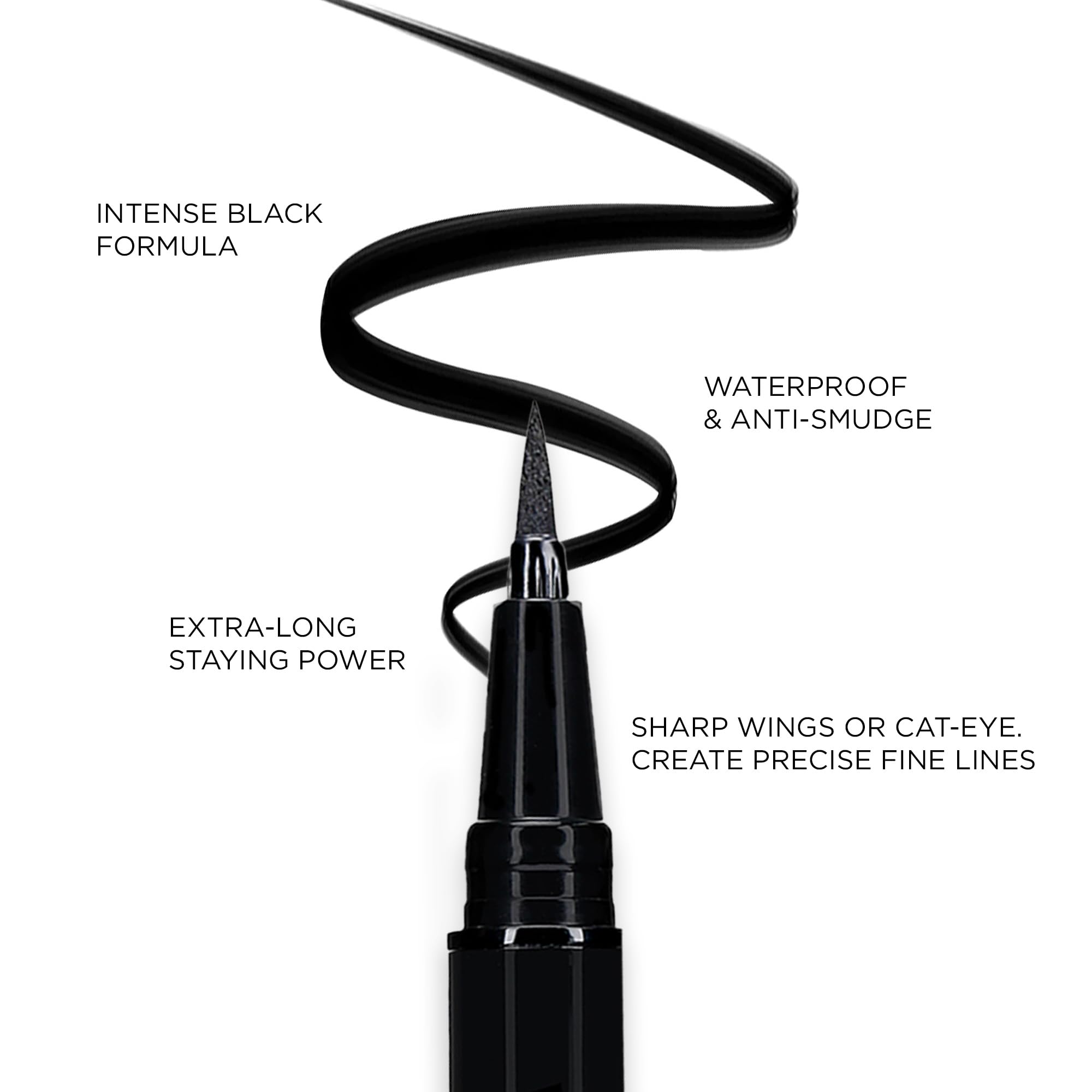 K7L Liquid Black Eyeliner with Felt Tip - Waterproof, long-lasting, anti-smudge, smear-resistant