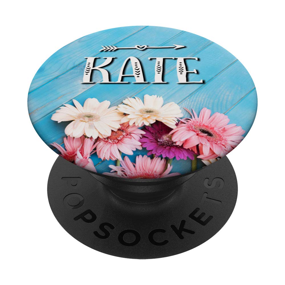 Farmhouse Style Blue Pink Flower Name Kate PopSockets PopGrip: Swappable Grip for Phones & Tablets