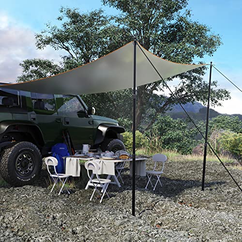 WILDROAD Tarp Poles Tent Poles Canopy Poles 7.7 ft, Telescoping Aluminum Poles with Non-Slip Aluminum Cone Bottom, Portable and Lightweight Camping Gear for Camping and Awnings, Set of 2