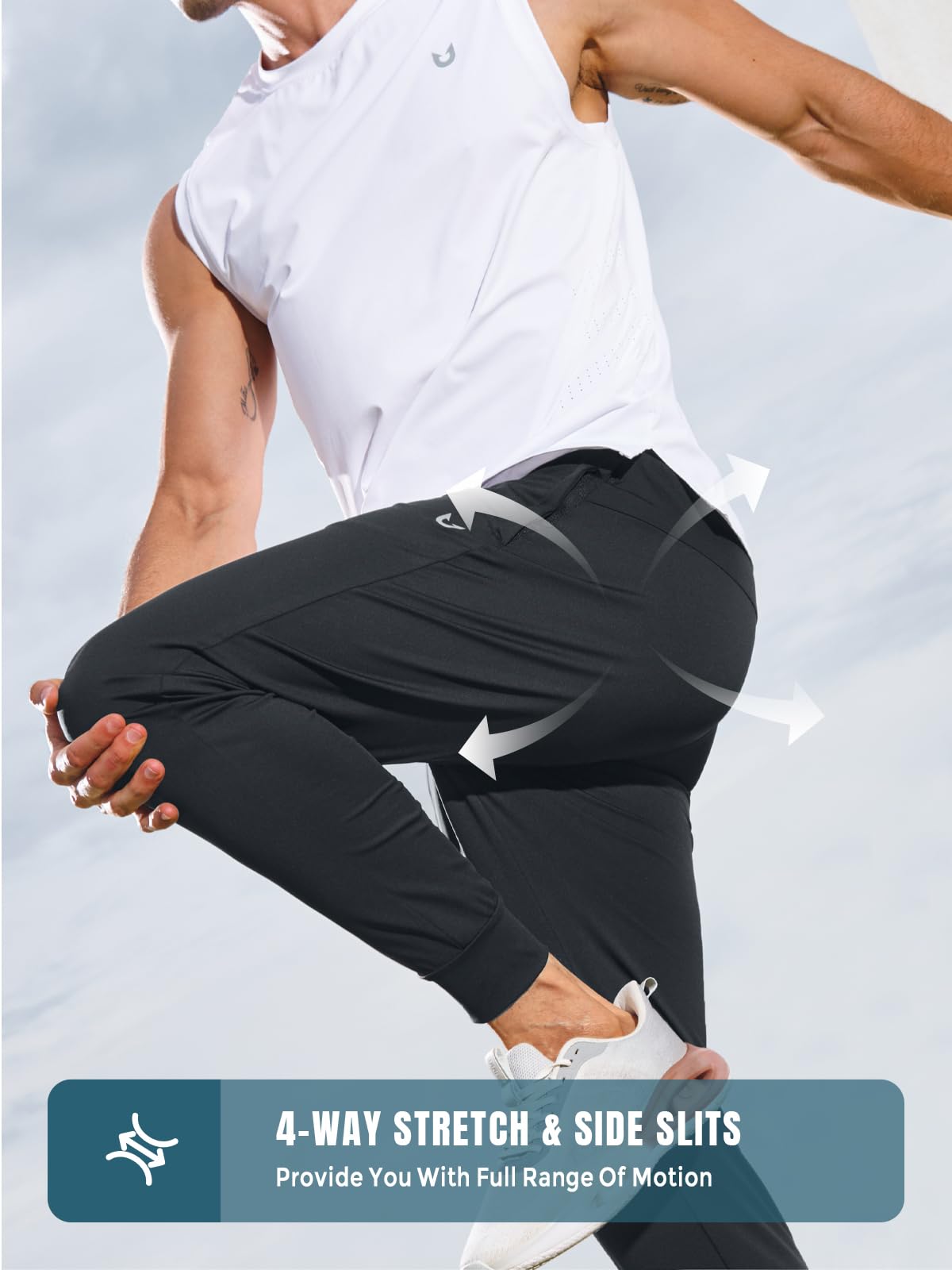 NORTHYARD Men's Joggers Pants with Zipper Pockets Lightweight Sweatpants Athletic Running Workout Track Pants for Men Black M