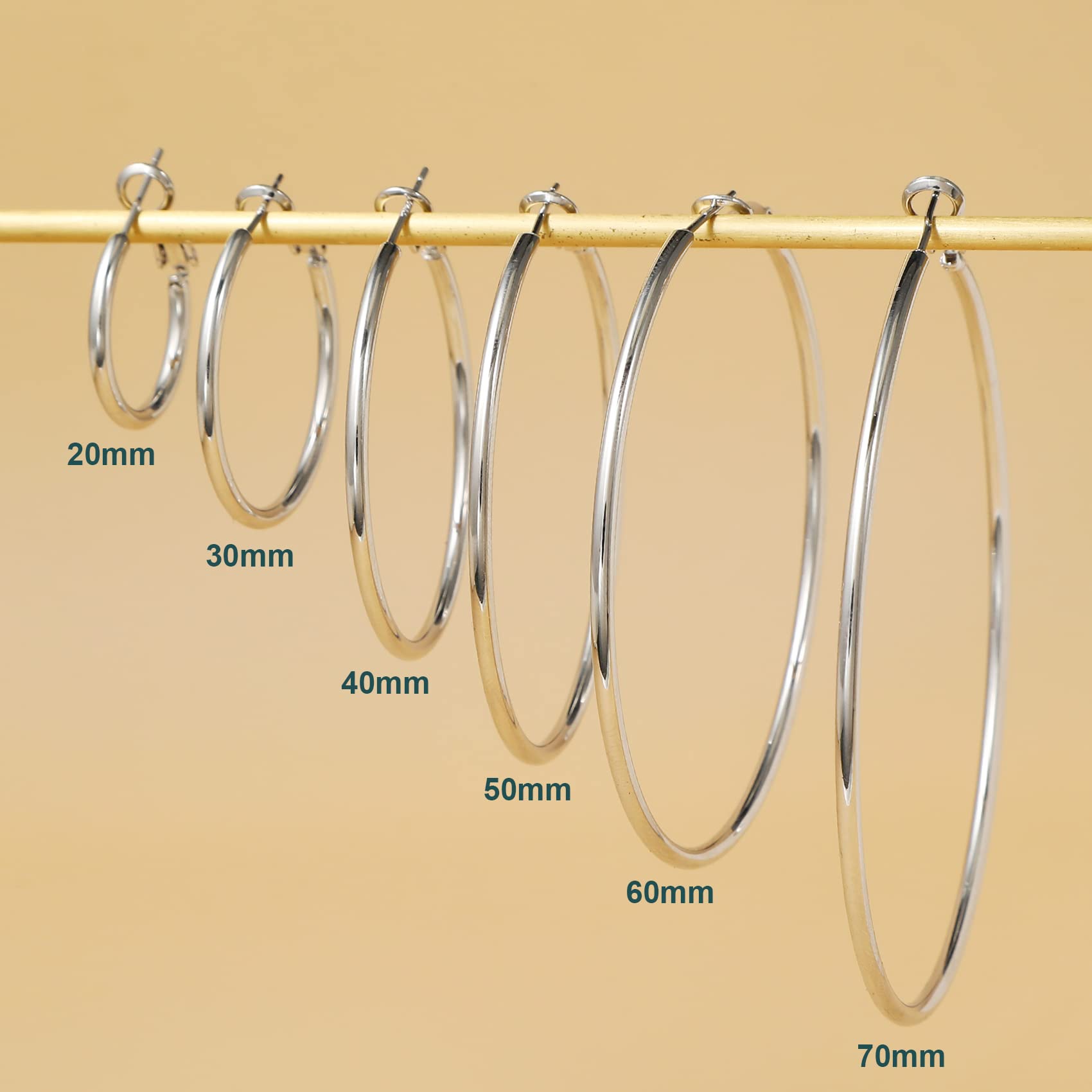 OOOPEL 2mm Sterling Silver Big Hoop Earrings For Women Girls Large Hypoallergenic Circle Endless Thin Hoop Oversize