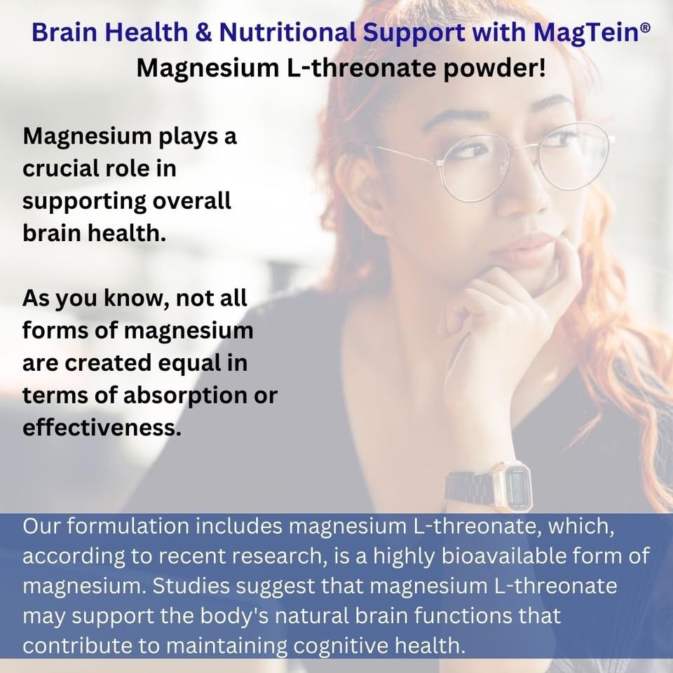 Suzy Cohen MagFocus Magnesium L-Threonate Powder with Magtein (Mixed Berry) Plus Magnesium Glycinate for Wellness, Focus, and Cognition - Gluten-Free, Non-GMO, Vegetarian (60 Servings)