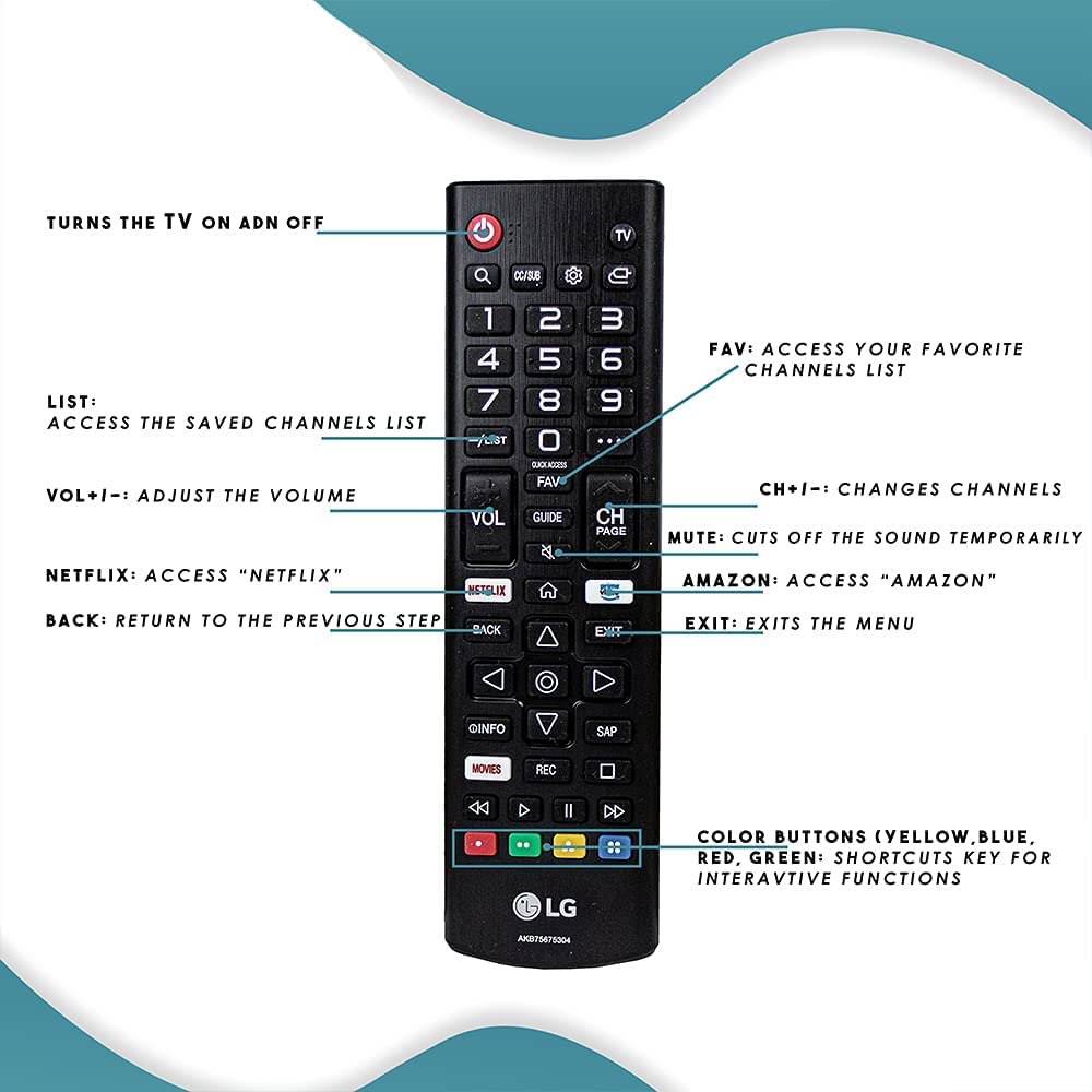 LG TV Remote Control AKB75675304 for Smart TVs Compatible with All Models 32LM5620BPUA 32LM570BPUA 32LM620BPUA 32LM630BPUB 32LM6350PUA 32LM639BPUB 43LM5700PUA 43LM6300PUB